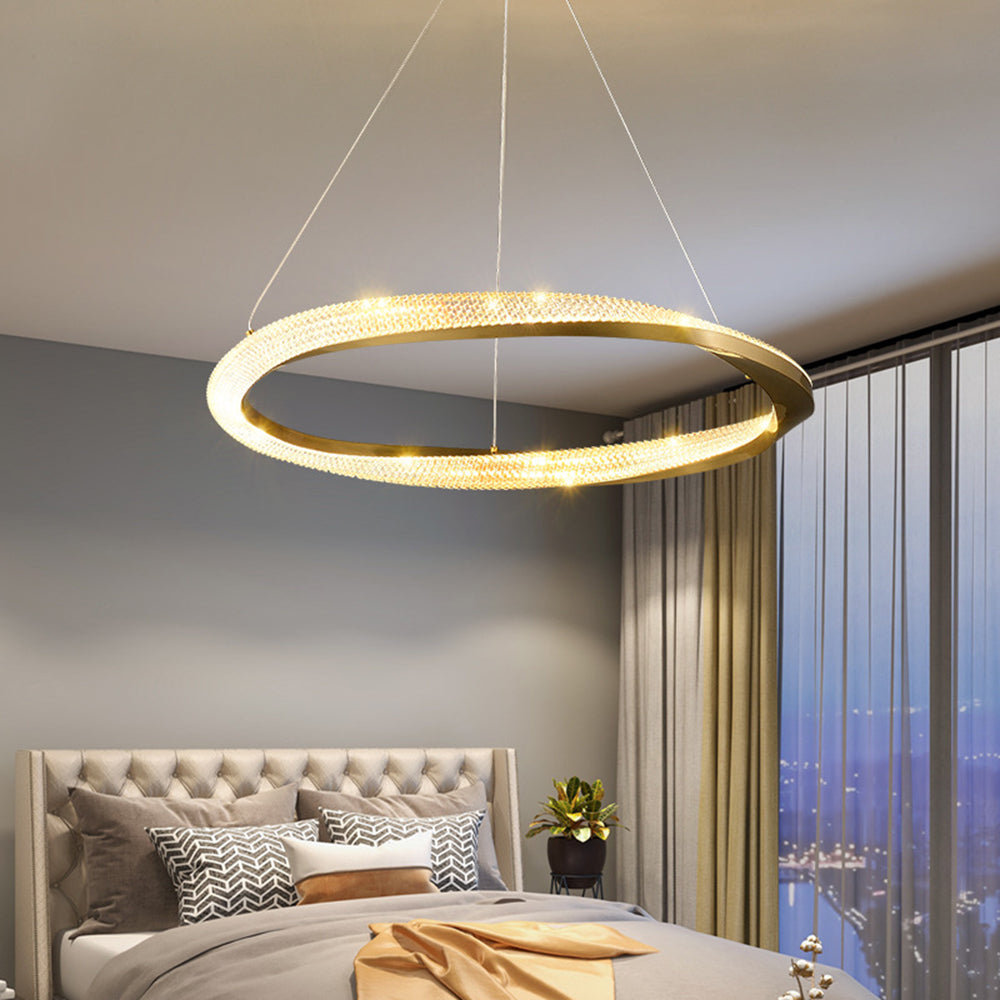 Alonza Minimalist Ring Spiral Shape Metal Pendant Light,Gold