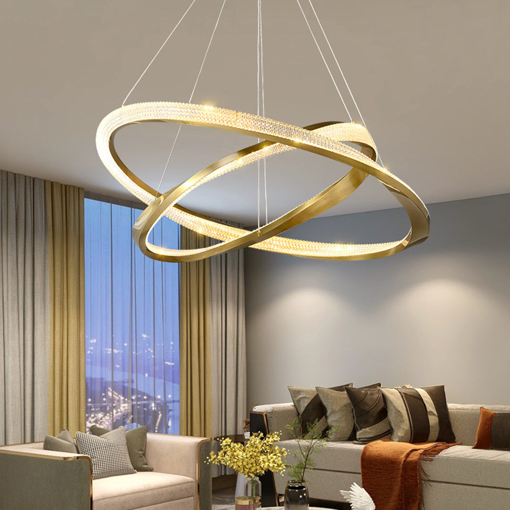 Alonza Minimalist Ring Spiral Shape Metal Pendant Light,Gold