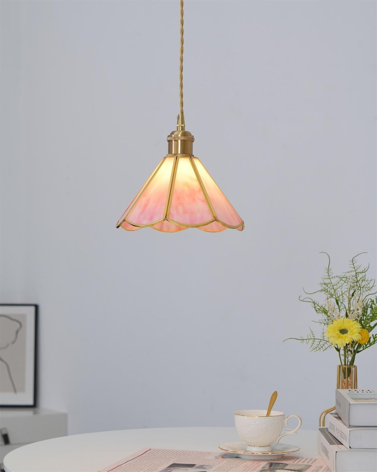 Lione roze ingekleurd glas hanglamp