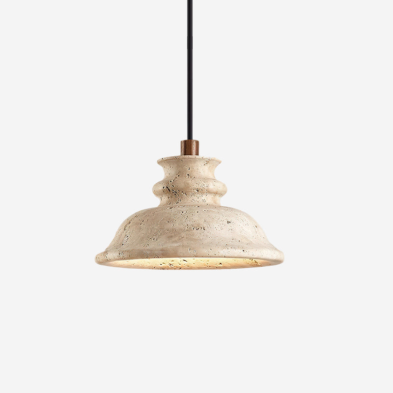 Sererena hanglamp met gebeeldhouwde travertinkap