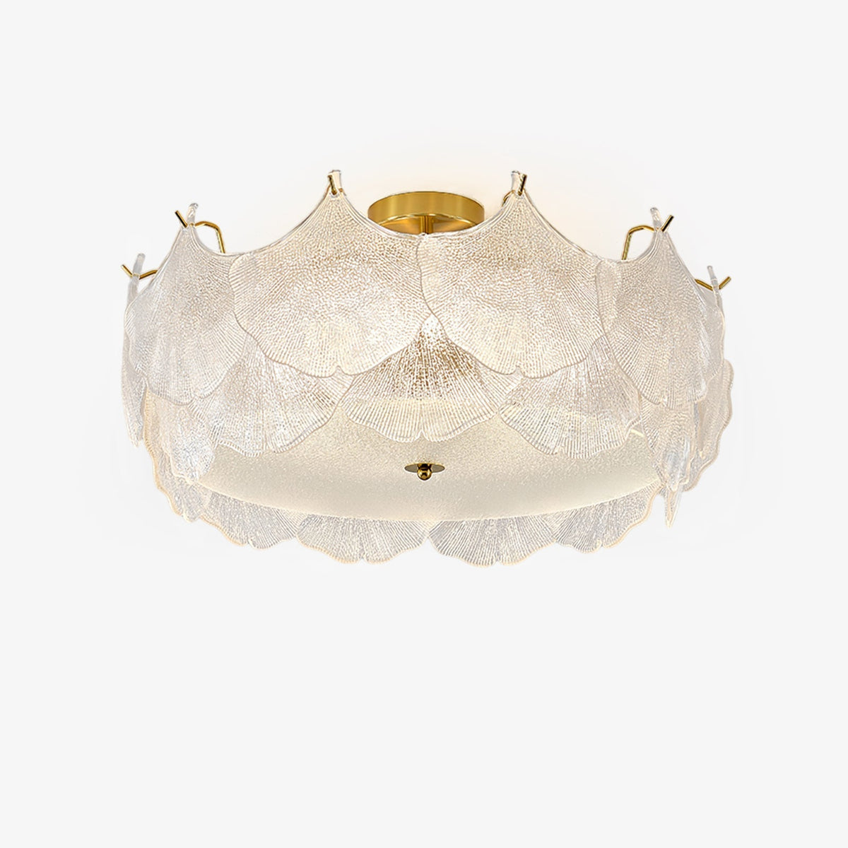 Quineth plafondlamp met cluster van maple-bladeren in glas