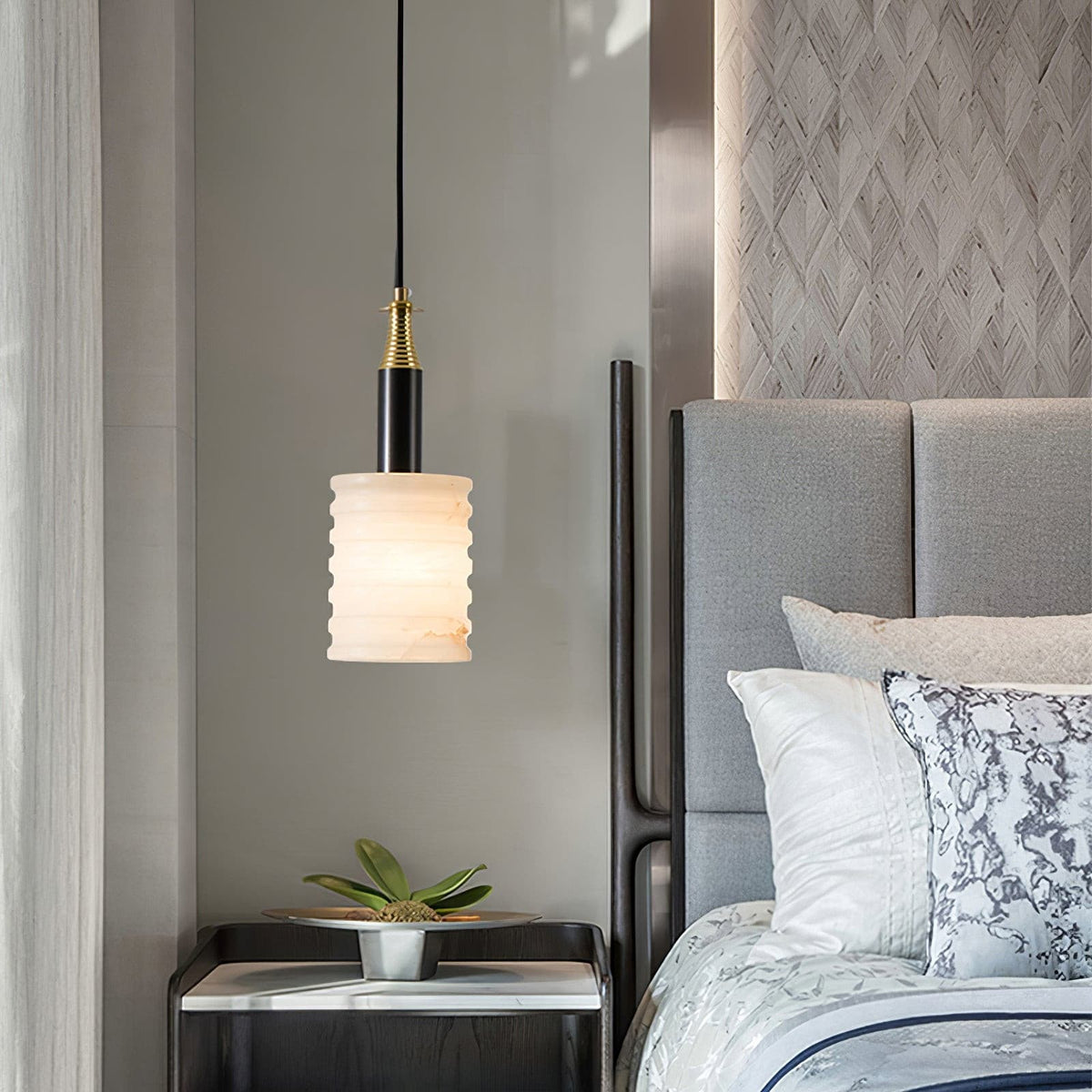 Hanglamp Albast Ribbelcilinder