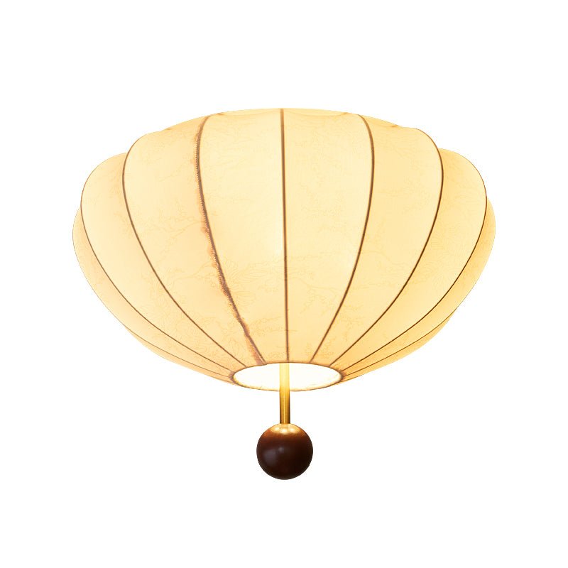 Rinelora plafondlamp van walnoothout en beige stof