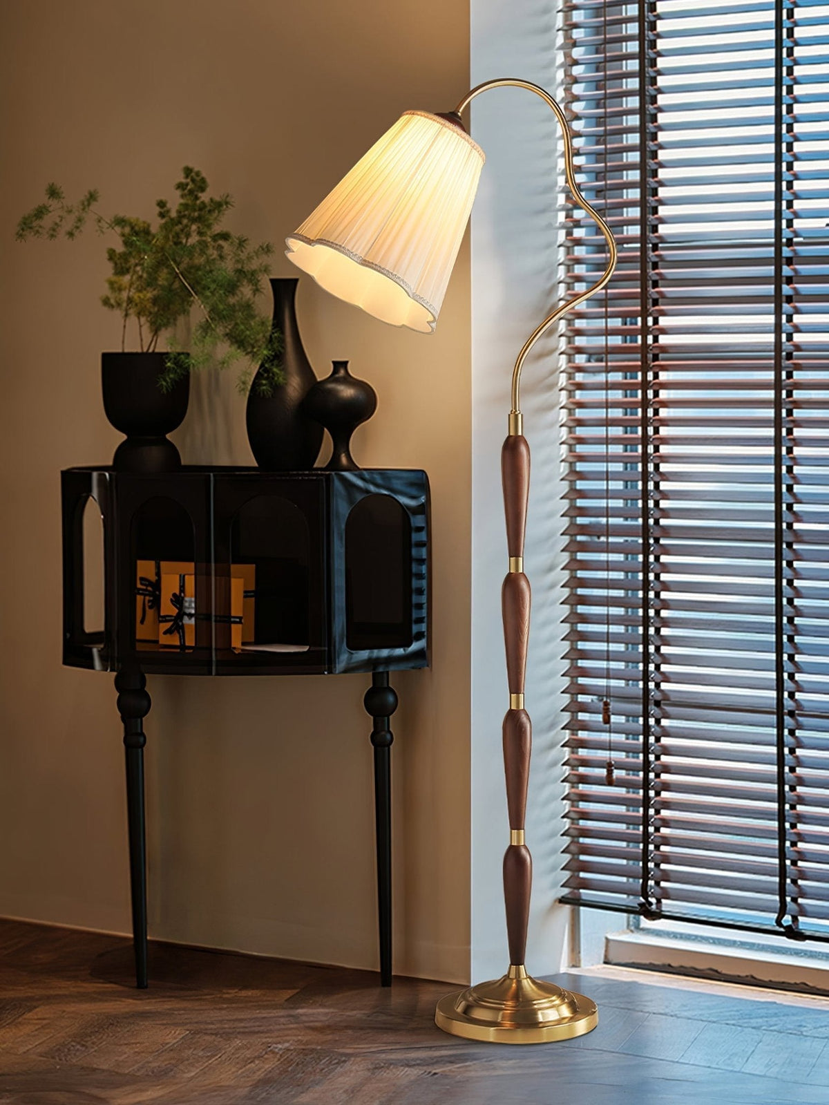 Foster Vintage Houten vloerlamp