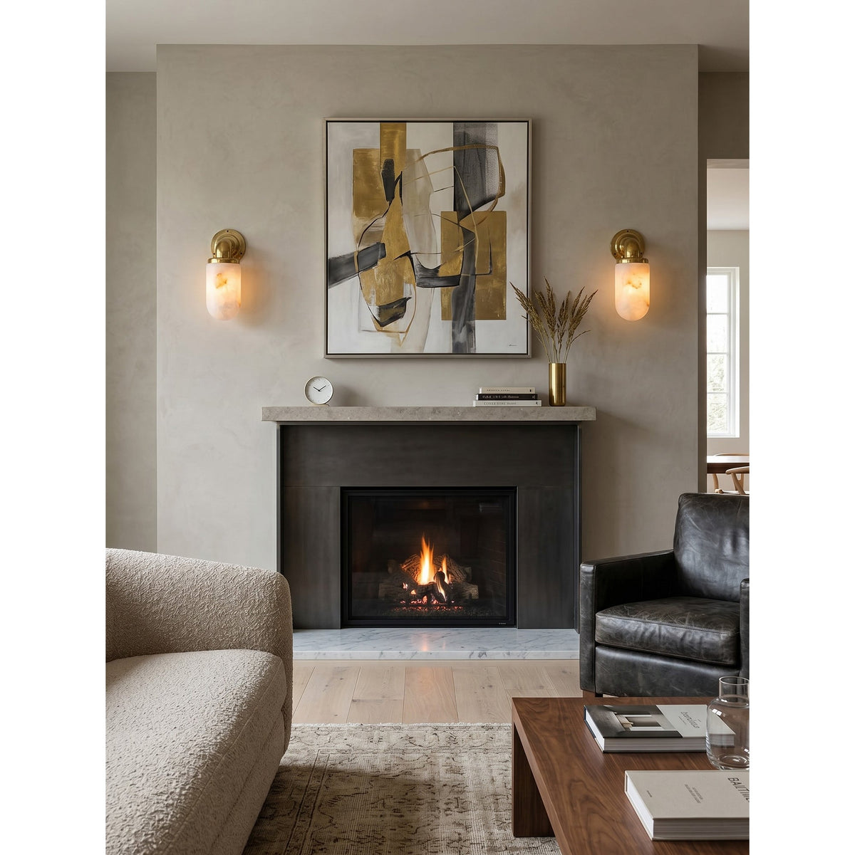 Marine wandlamp van met albasten kap