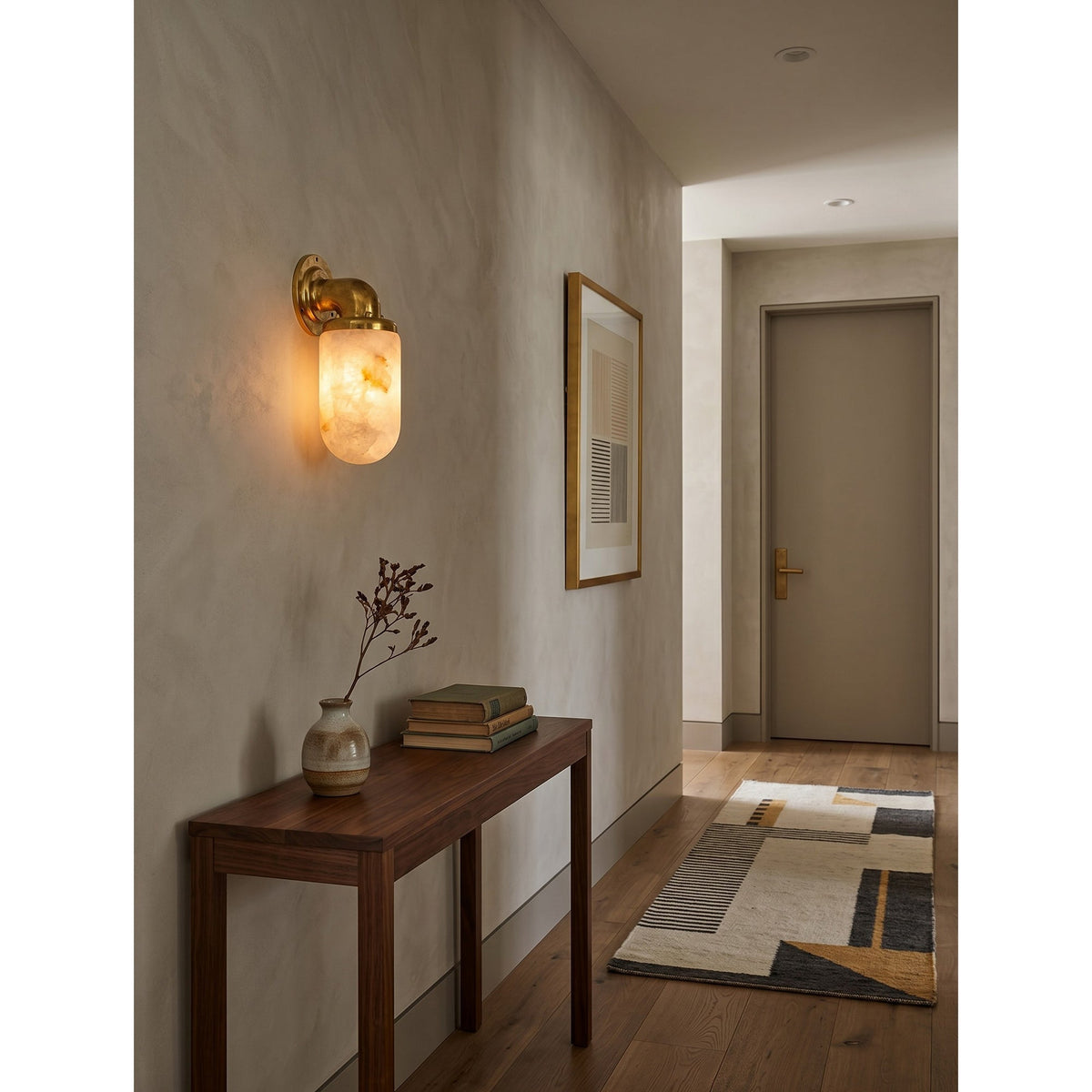 Marine wandlamp van met albasten kap