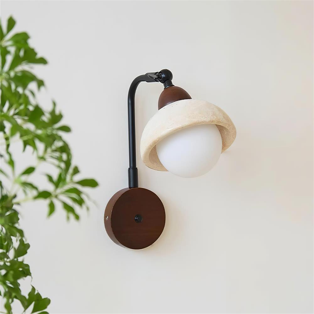 Tavalielle wandlamp travertin Wit Opalescent Bol