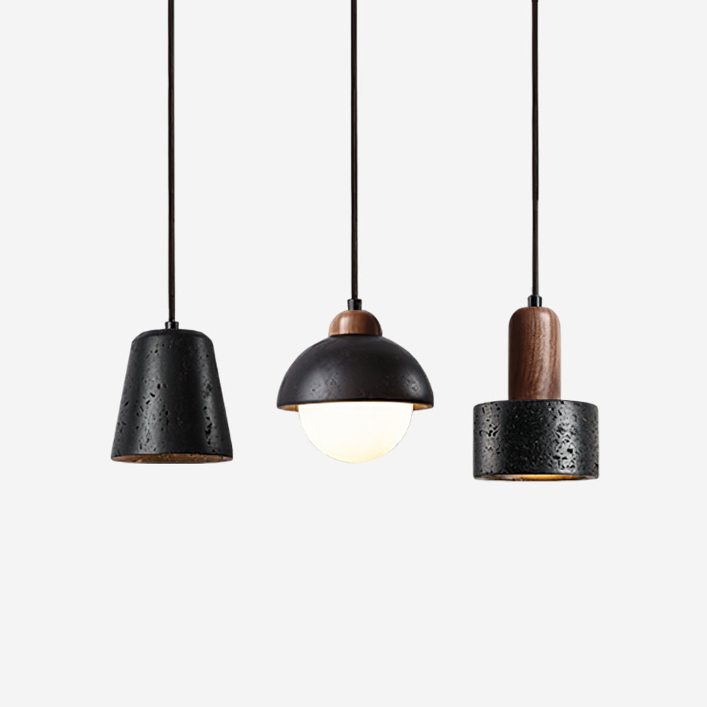 Valoelia zwarte travertin hanglamp set