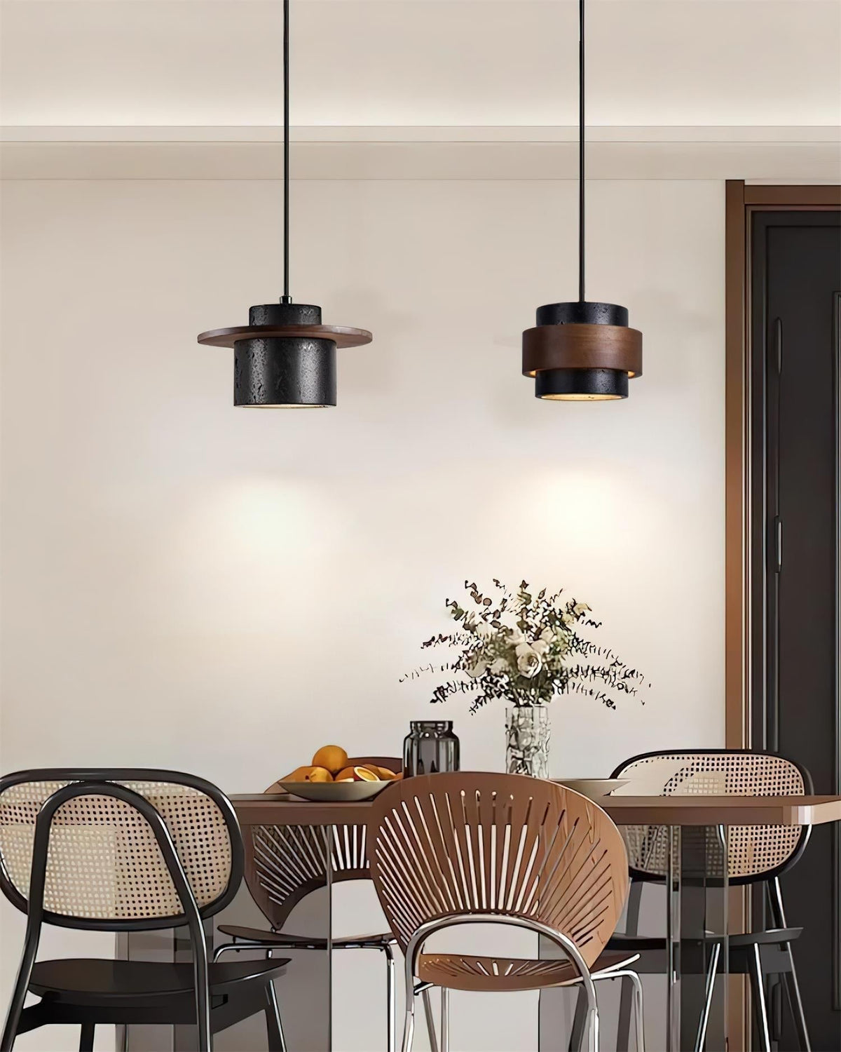 Valoelia zwarte travertin hanglamp set