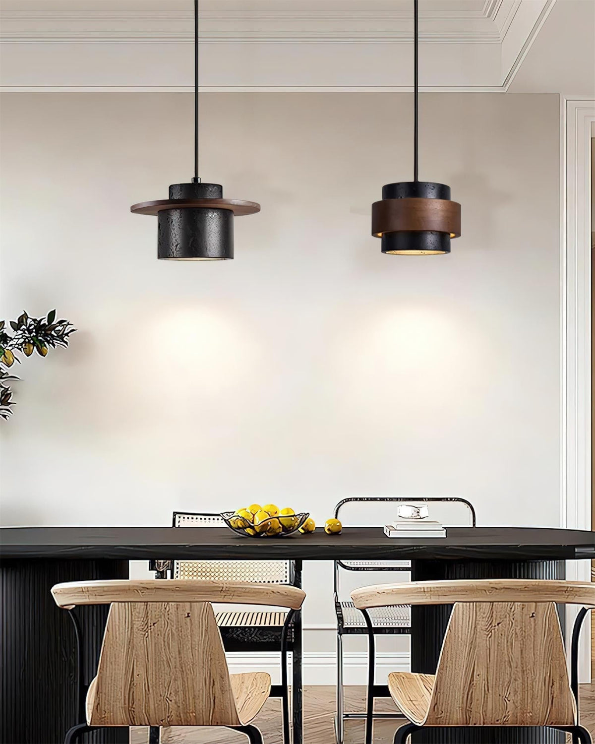 Valoelia zwarte travertin hanglamp set