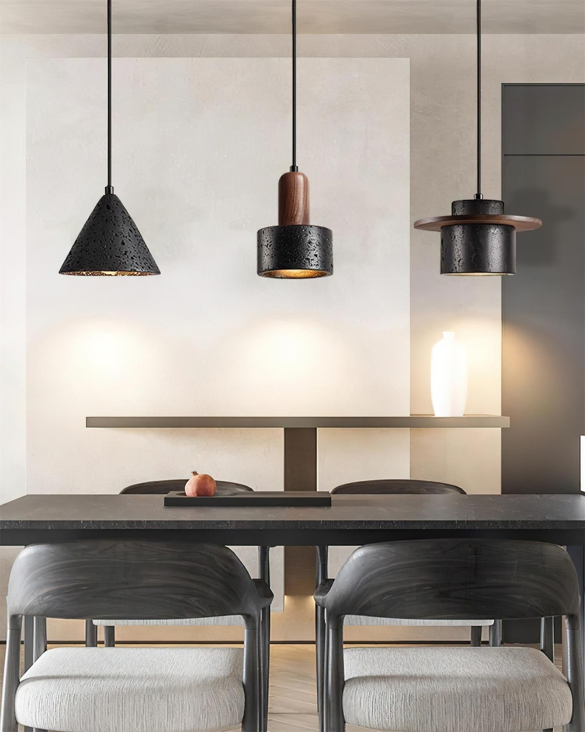 Valoelia zwarte travertin hanglamp set