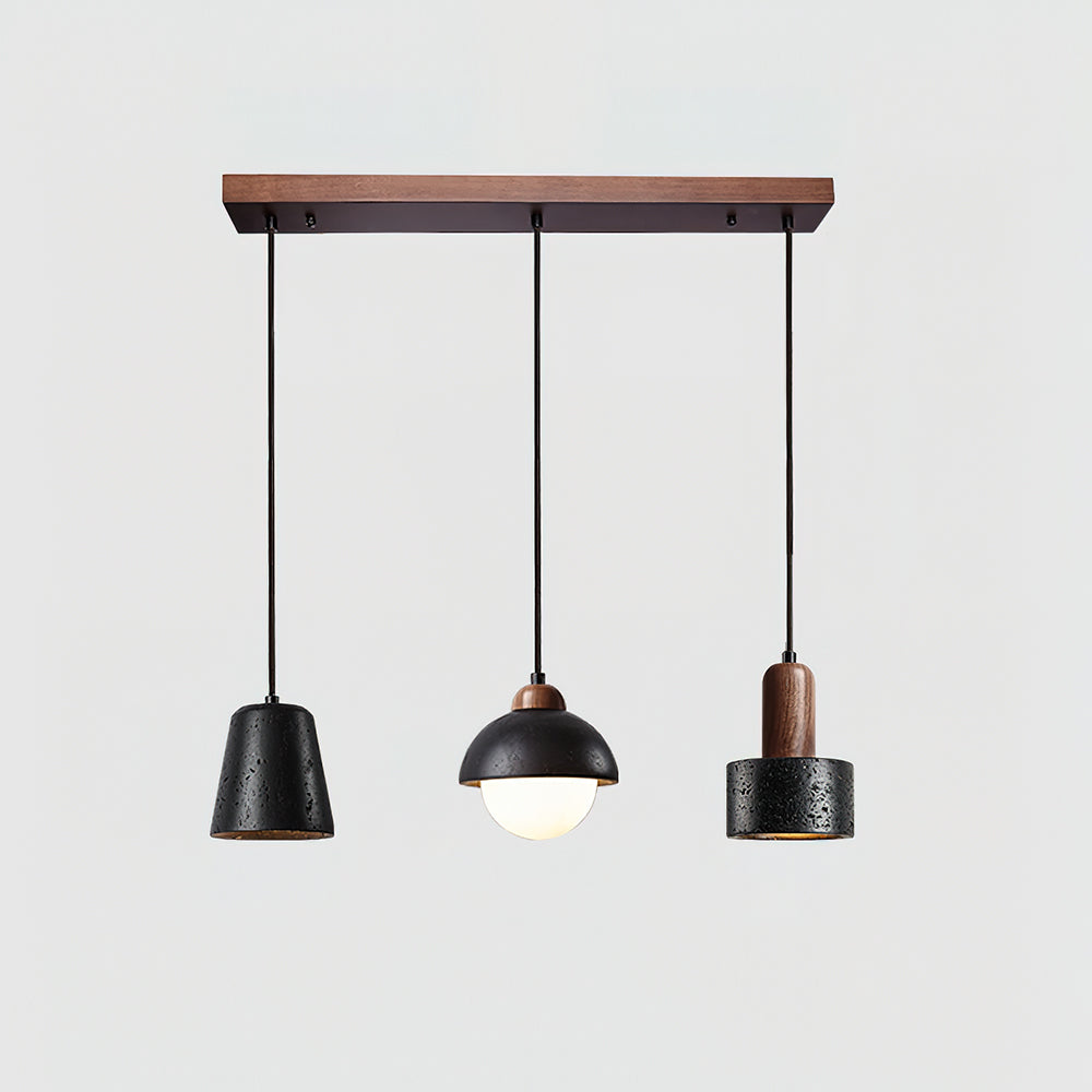 Valoelia zwarte travertin hanglamp set