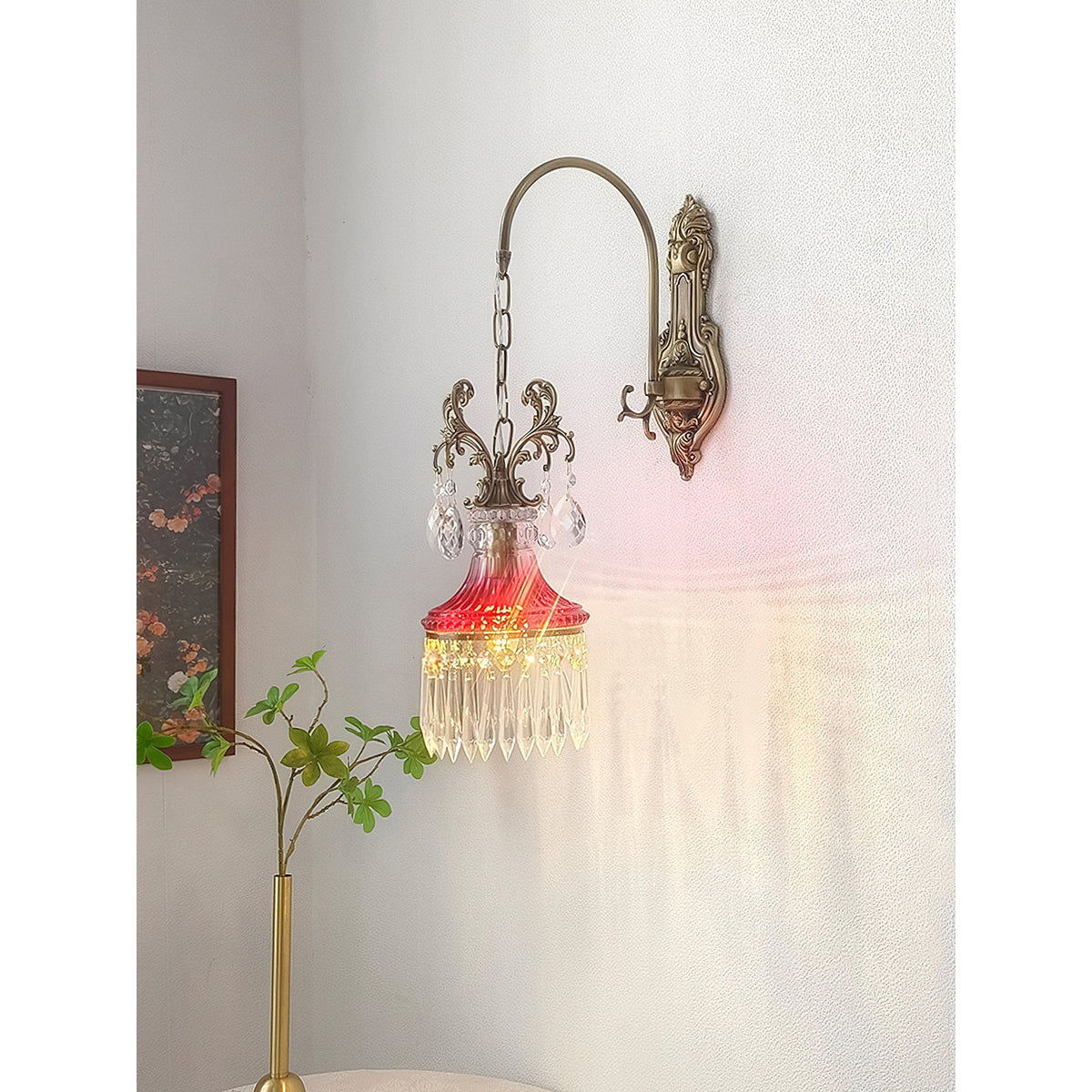 Marquise kristallen wandlamp met antiek en oranje afwerking