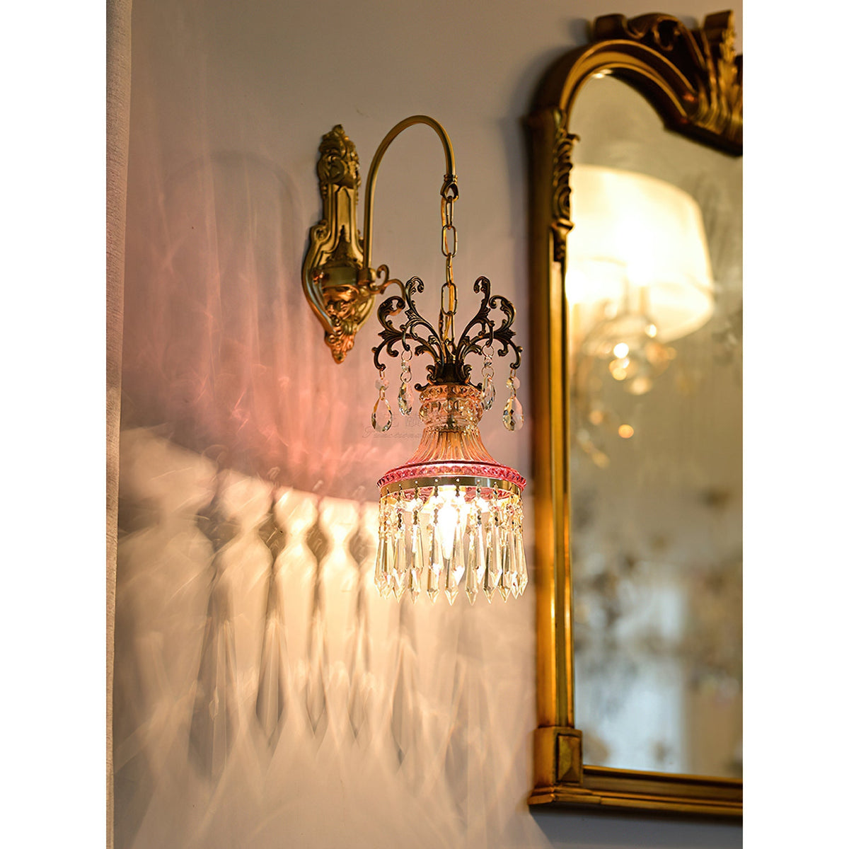 Marquise kristallen wandlamp met antiek en oranje afwerking