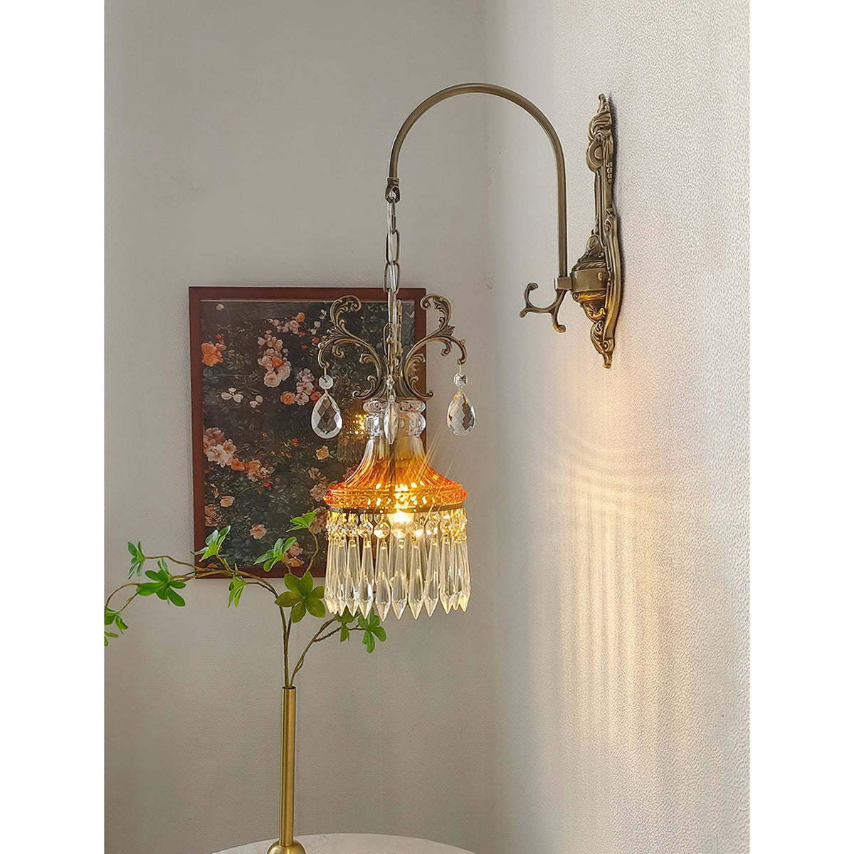 Marquise kristallen wandlamp met antiek en oranje afwerking
