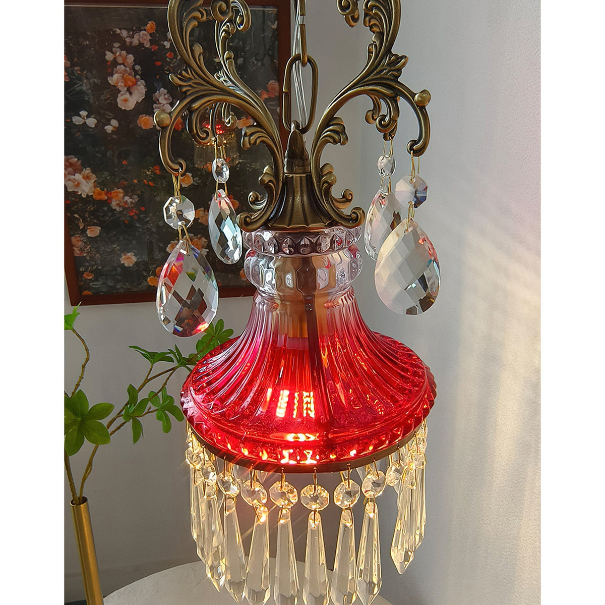 Marquise kristallen wandlamp met antiek en oranje afwerking