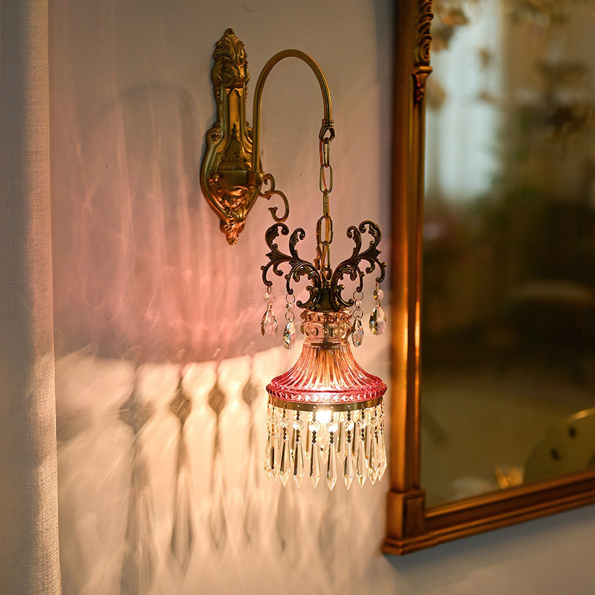 Marquise kristallen wandlamp met antiek en oranje afwerking