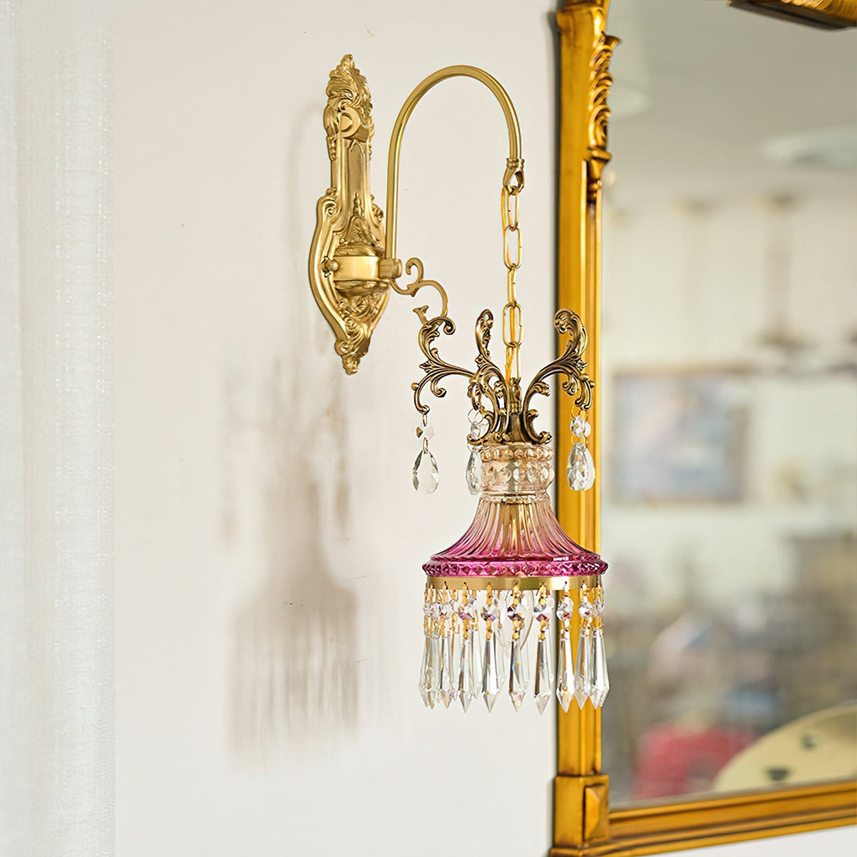 Marquise kristallen wandlamp met antiek en oranje afwerking