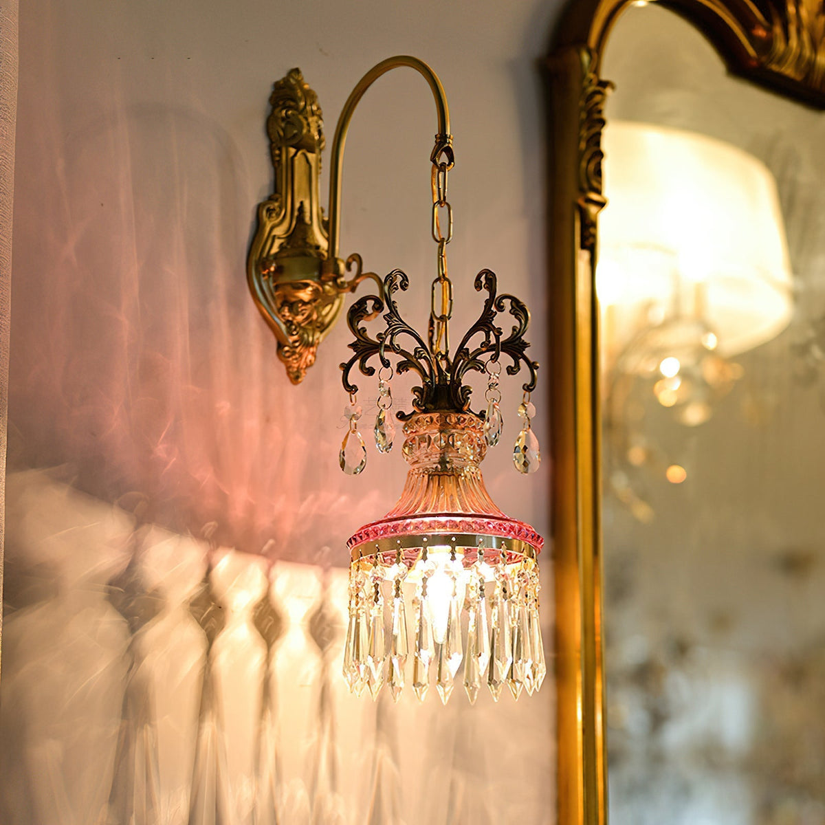Marquise kristallen wandlamp met antiek en oranje afwerking