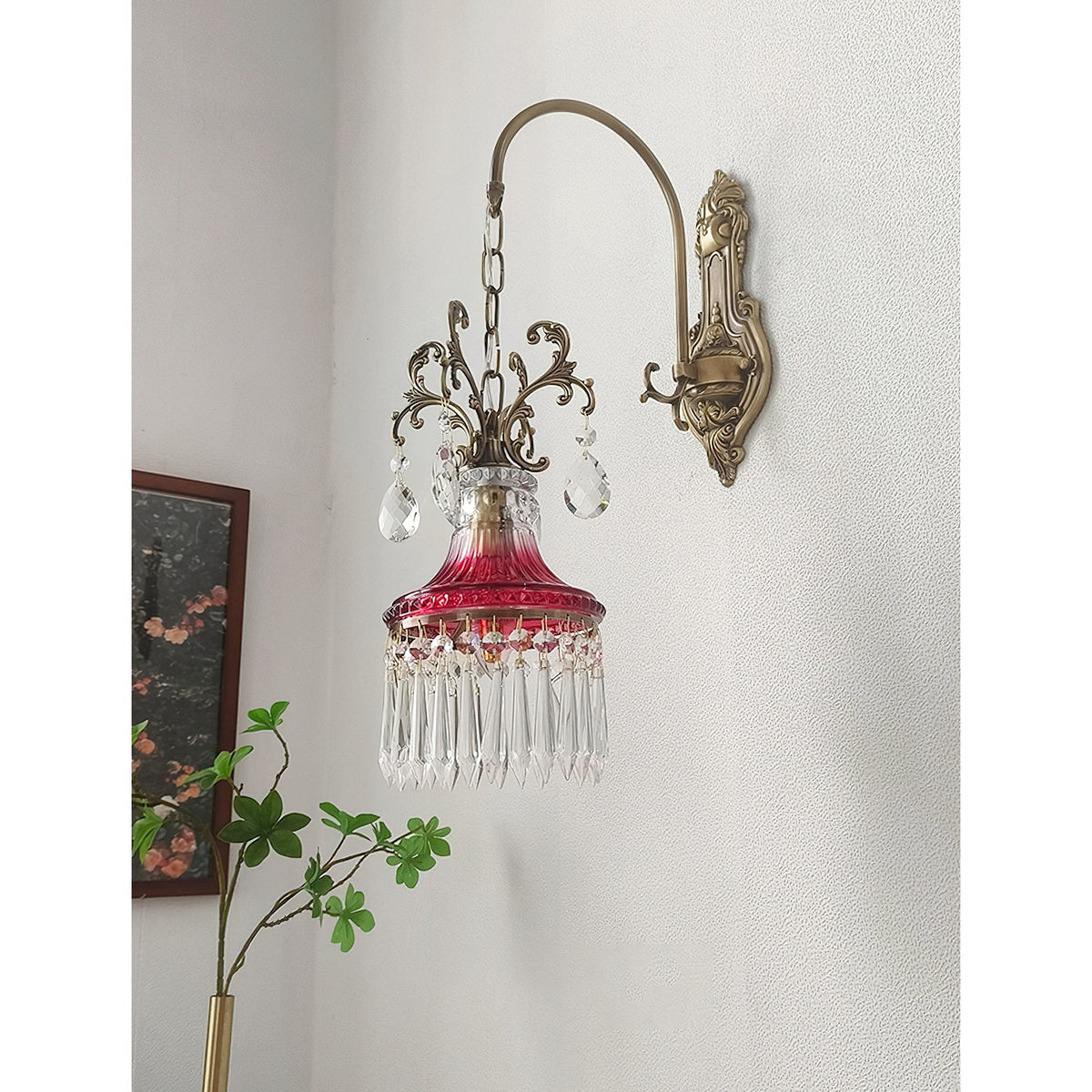 Marquise kristallen wandlamp met antiek en oranje afwerking