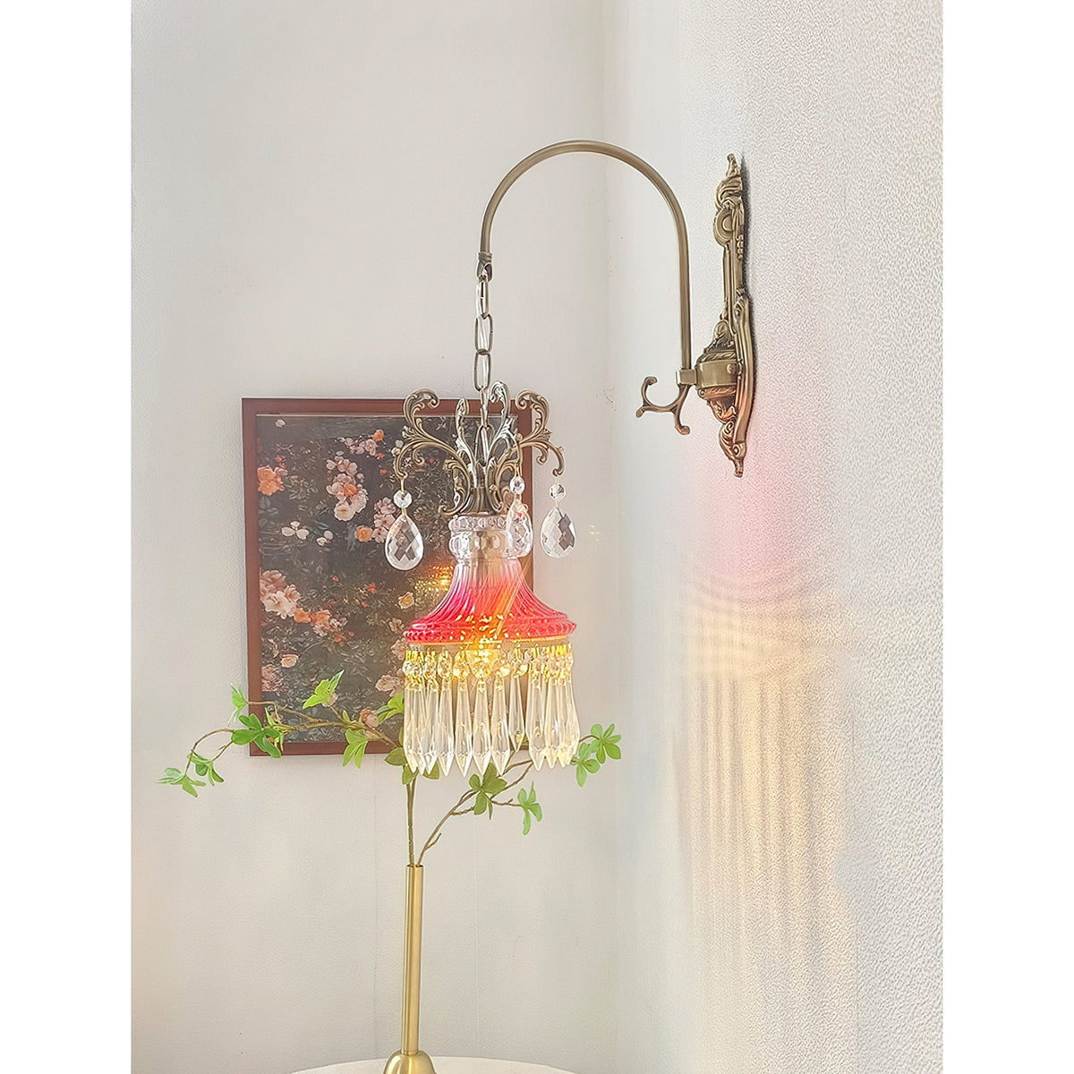 Marquise kristallen wandlamp met antiek en oranje afwerking