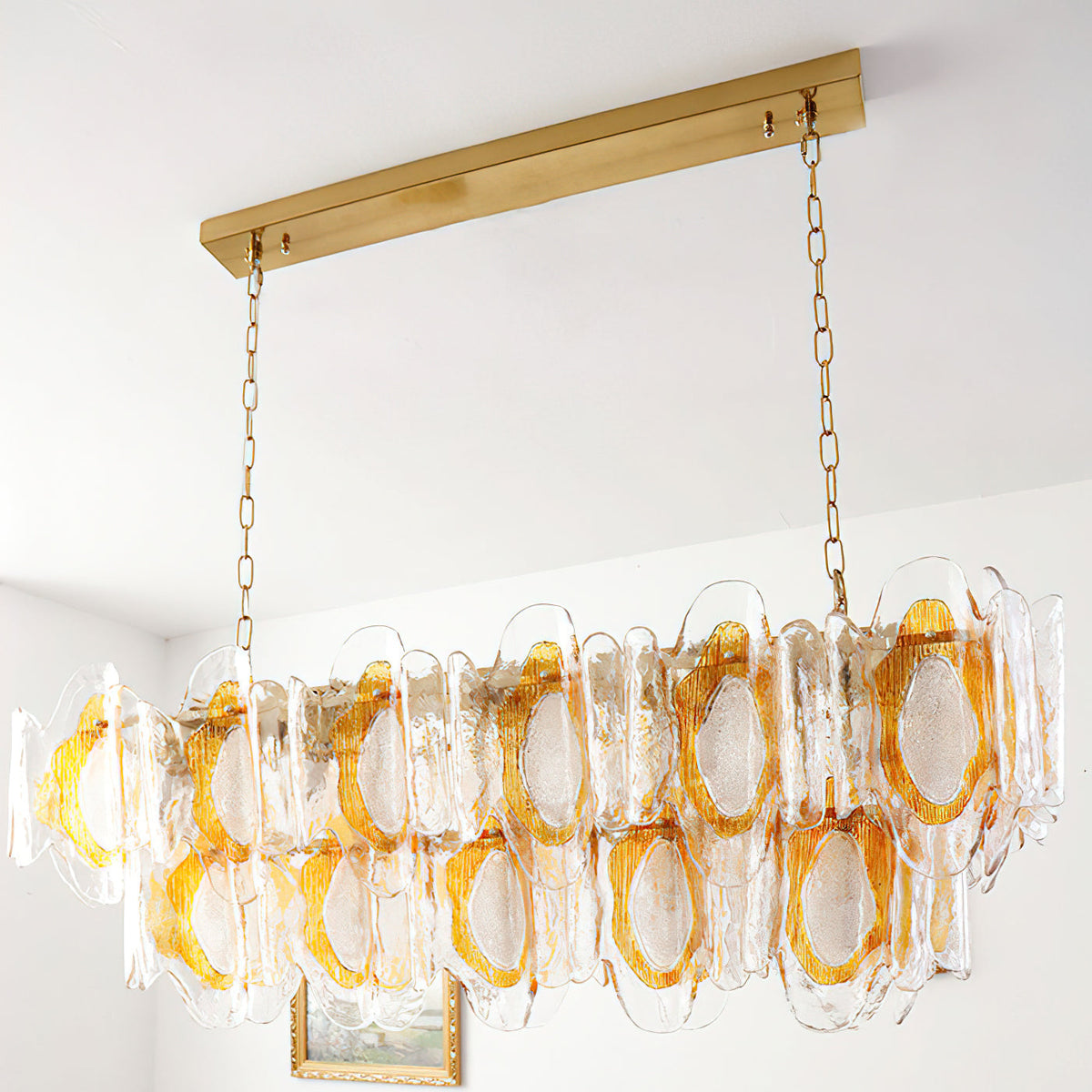 Liorueon lange kroonluchter van glas