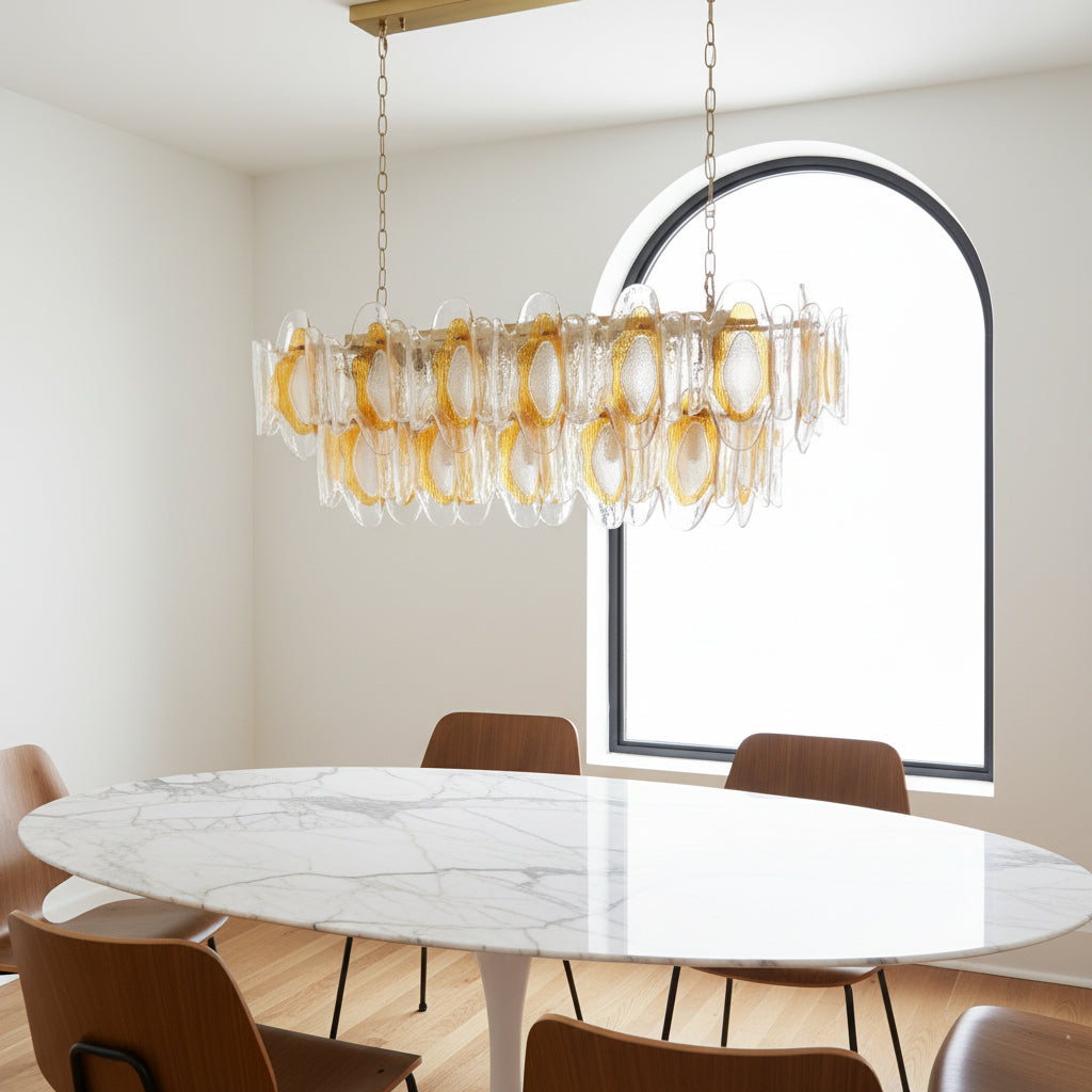 Liorueon lange kroonluchter van glas