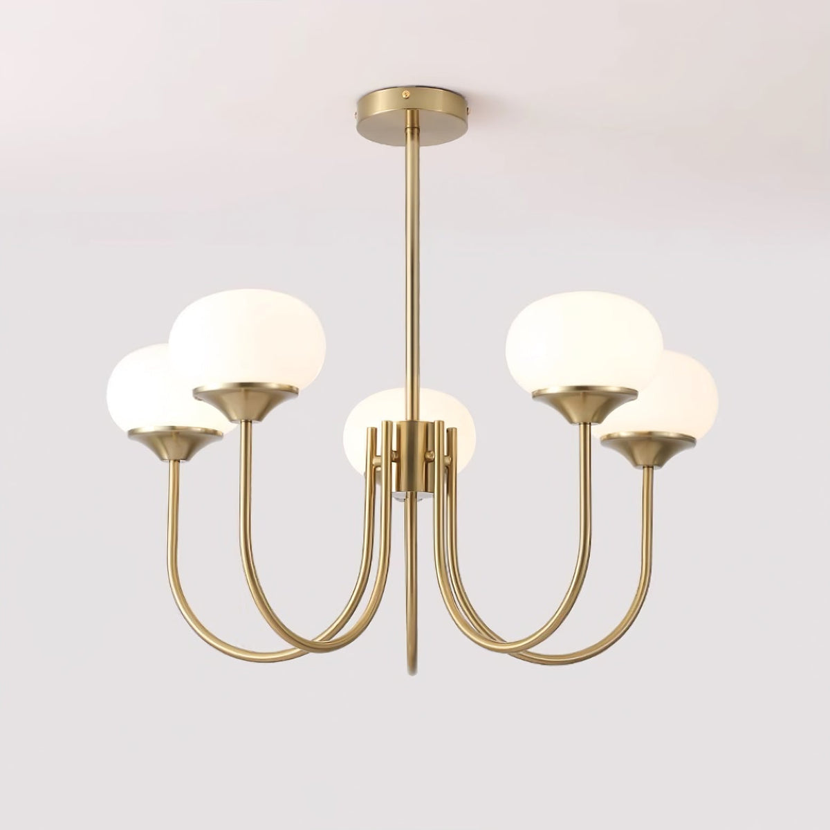 Velenian Kroonluchter met Roze Glazen Bolletjes Goud