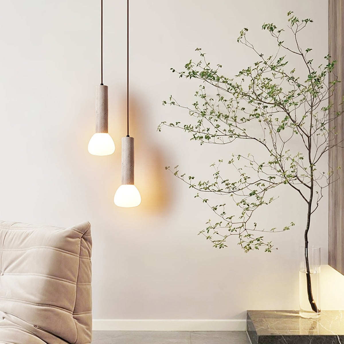 Beia Minimalistische hanglamp van geel travertin