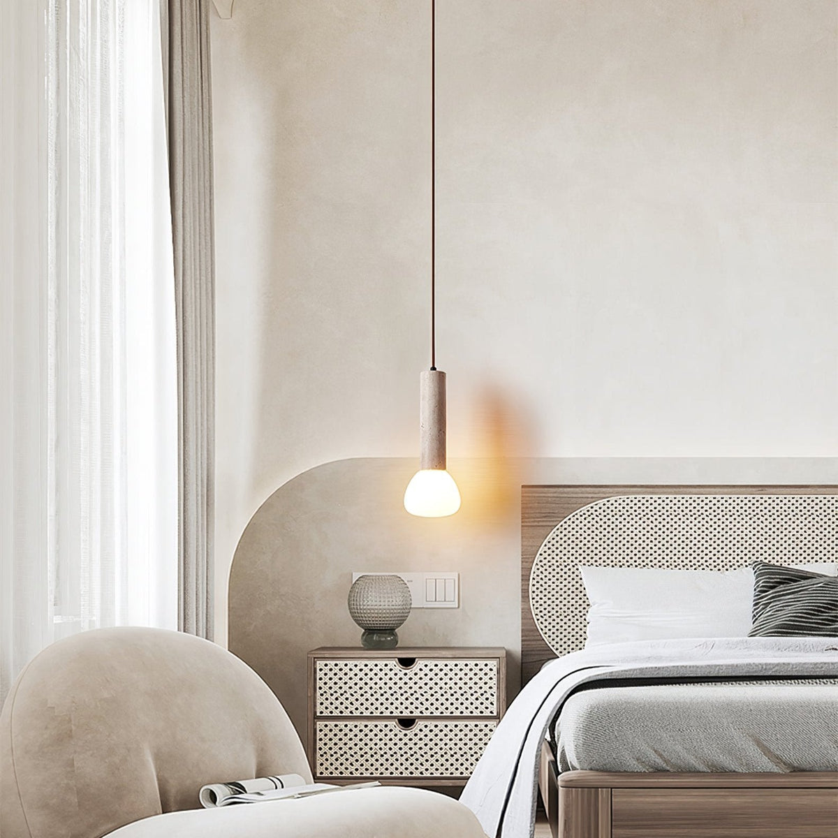 Beia Minimalistische hanglamp van geel travertin