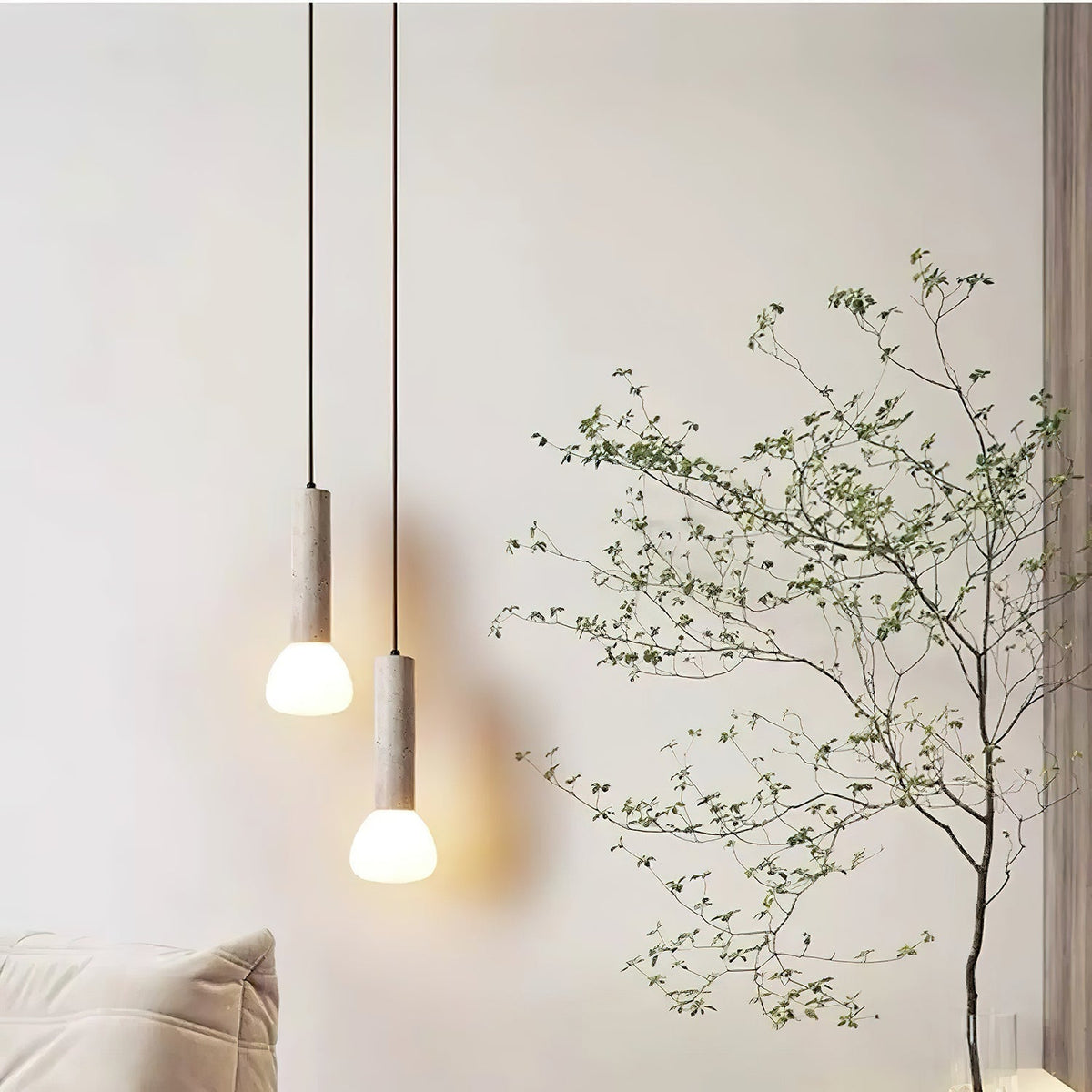Beia Minimalistische hanglamp van geel travertin