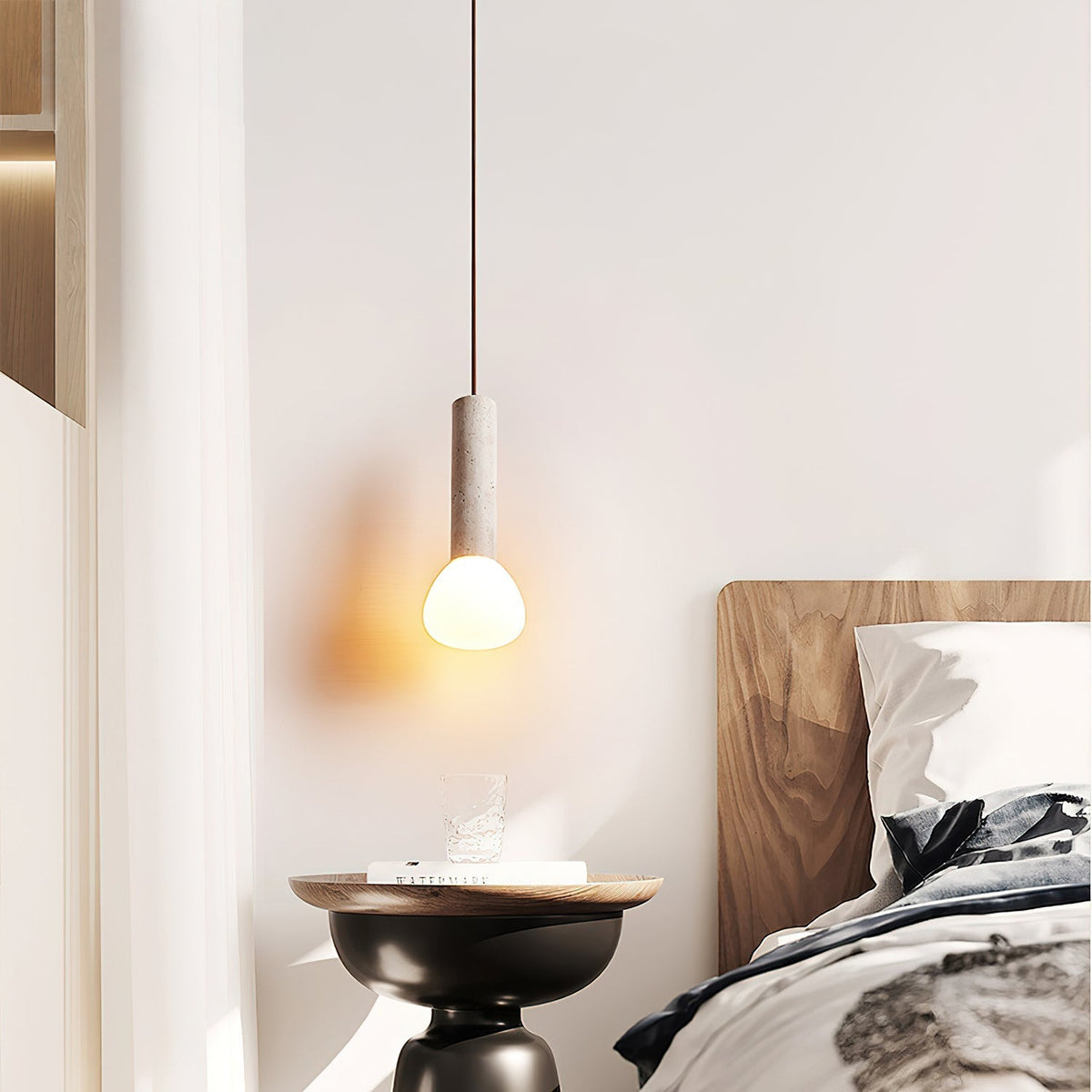 Beia Minimalistische hanglamp van geel travertin
