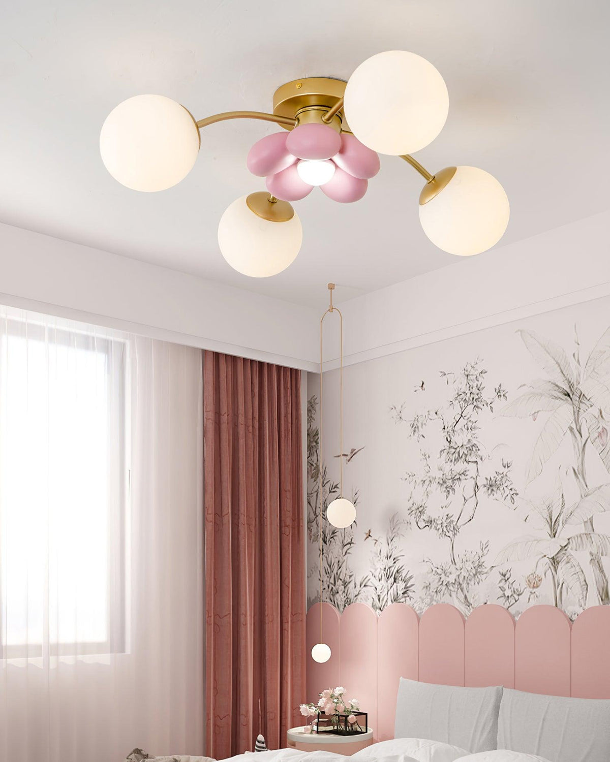 Nirox plafondlamp met Roze Bloemblaadjes