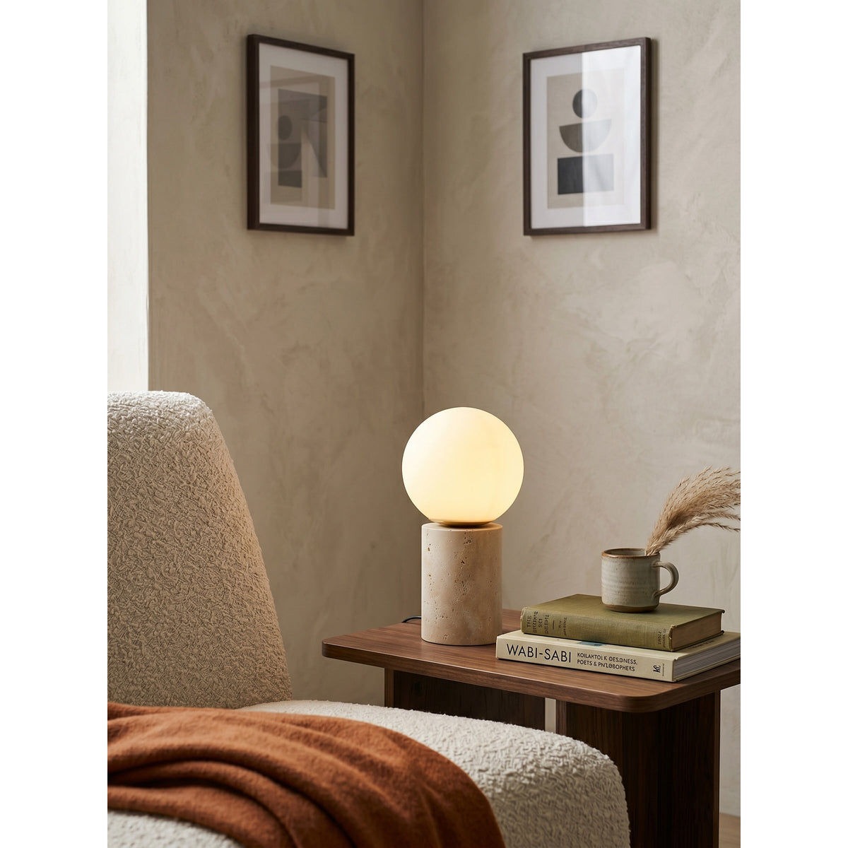 Norinise travertin tafellamp Beige