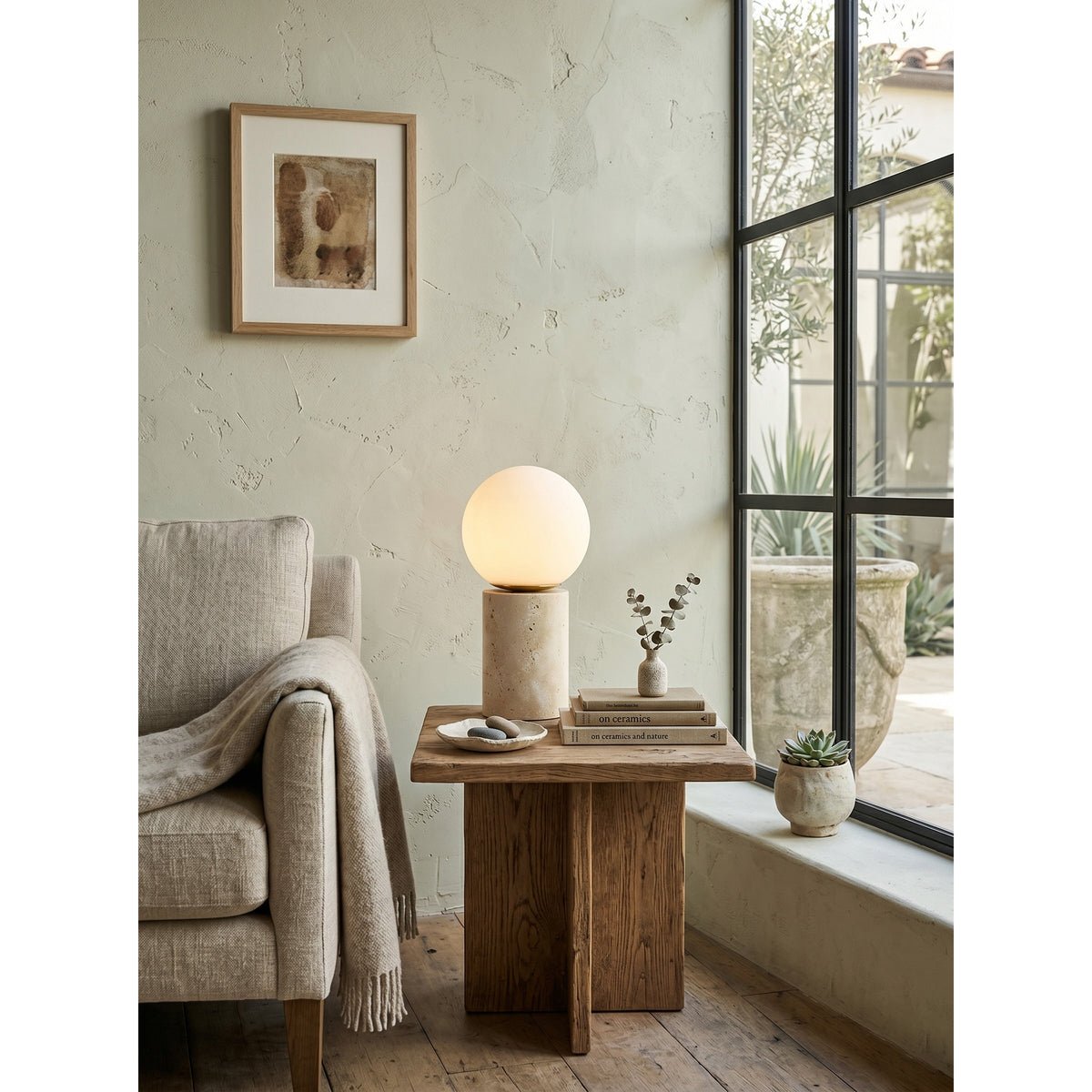 Norinise travertin tafellamp Beige
