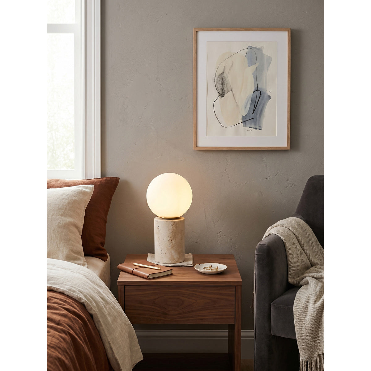 Norinise travertin tafellamp Beige