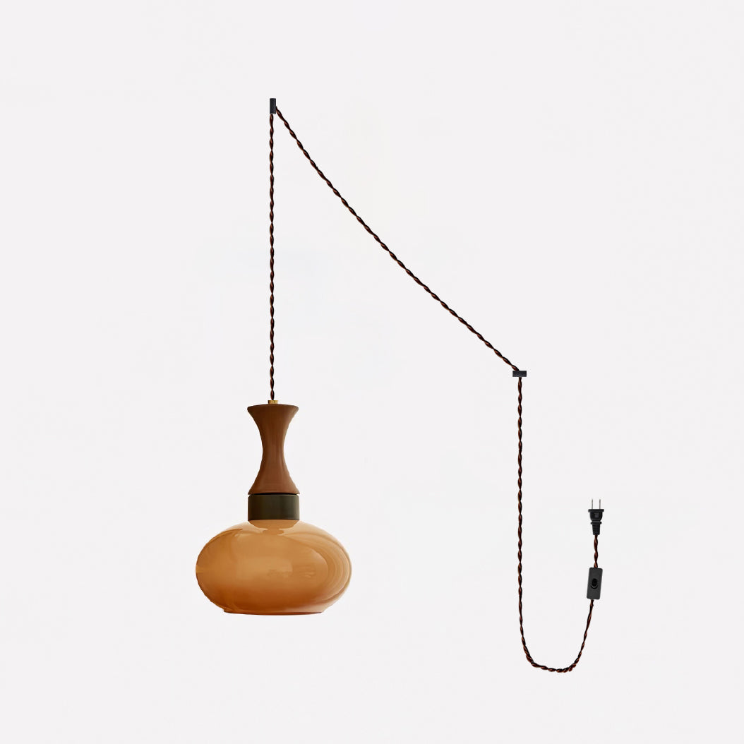 Chara hanglamp met stekker in bruin