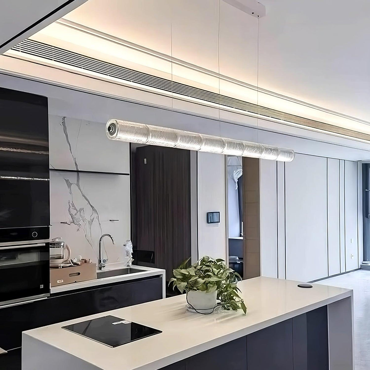 Karoa lineaire hanglamp met matglas