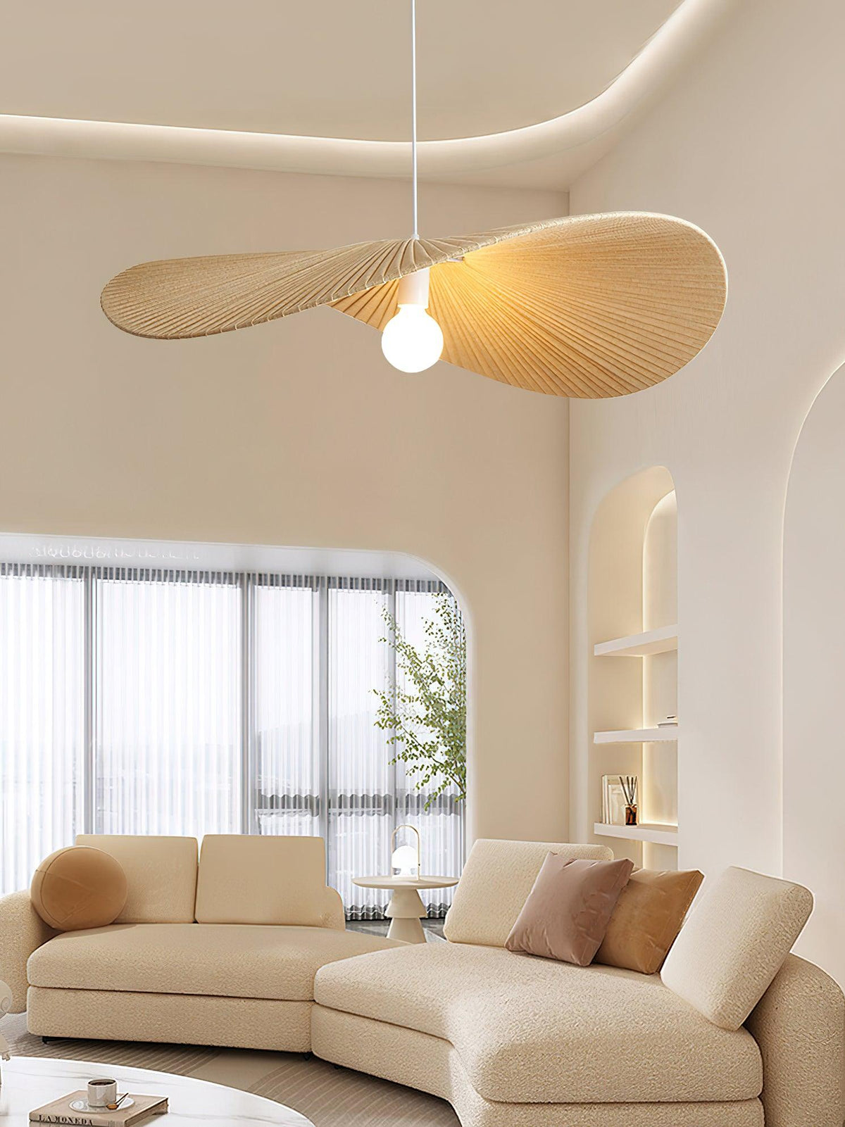 Cedrin hanglamp Wave Natuurlijk