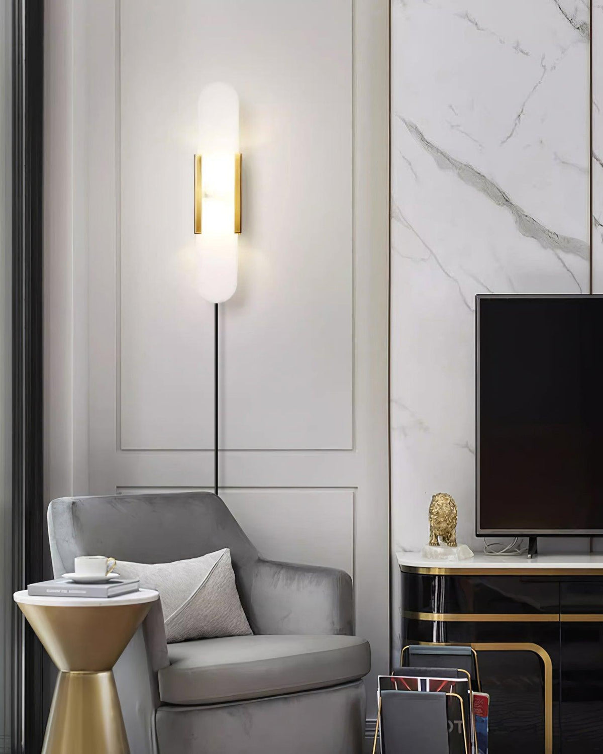 Bano Oblong albasten wandlamp met stekker