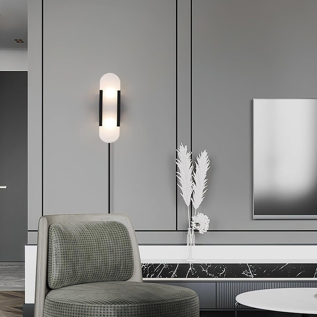 Bano Oblong albasten wandlamp met stekker