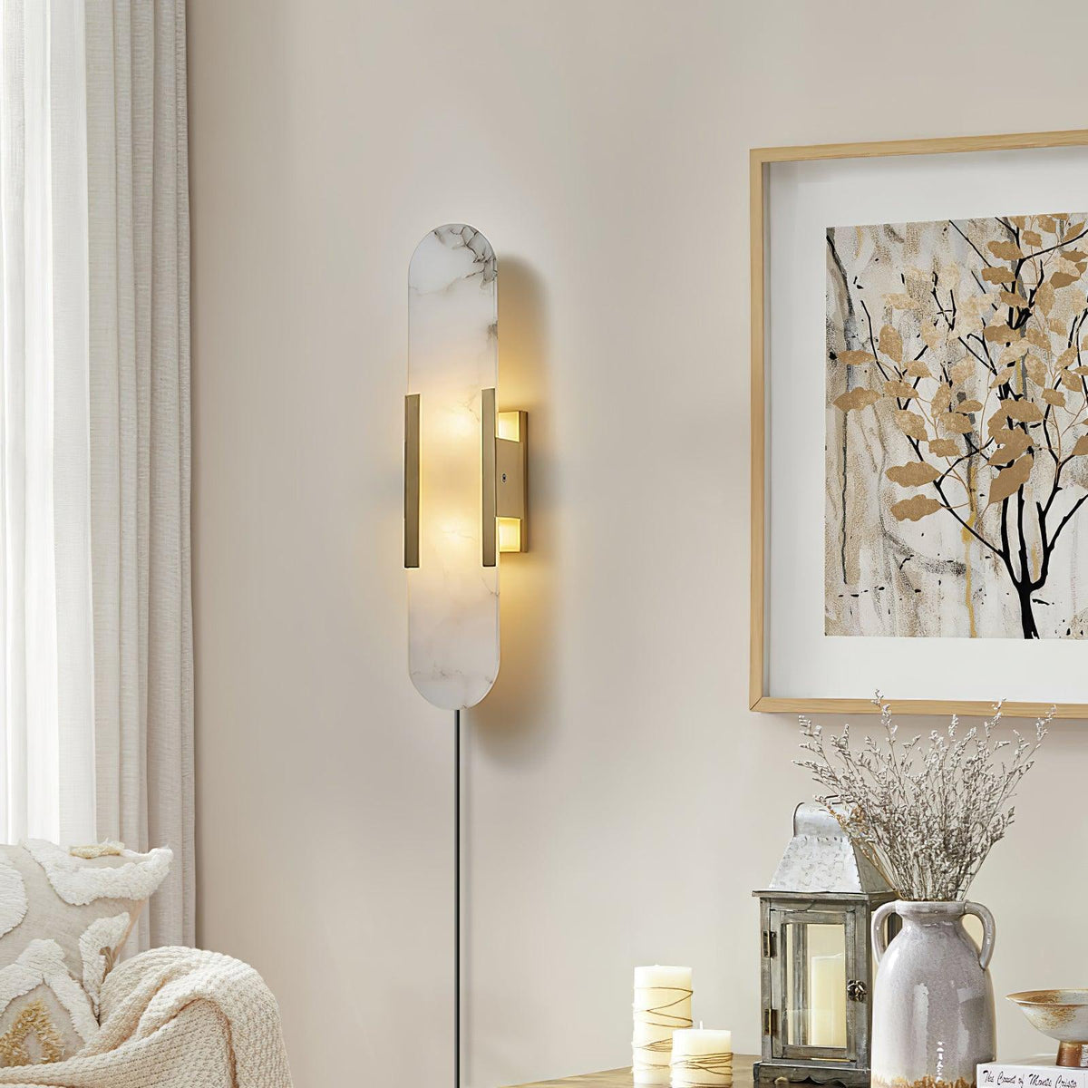Bano Oblong albasten wandlamp met stekker