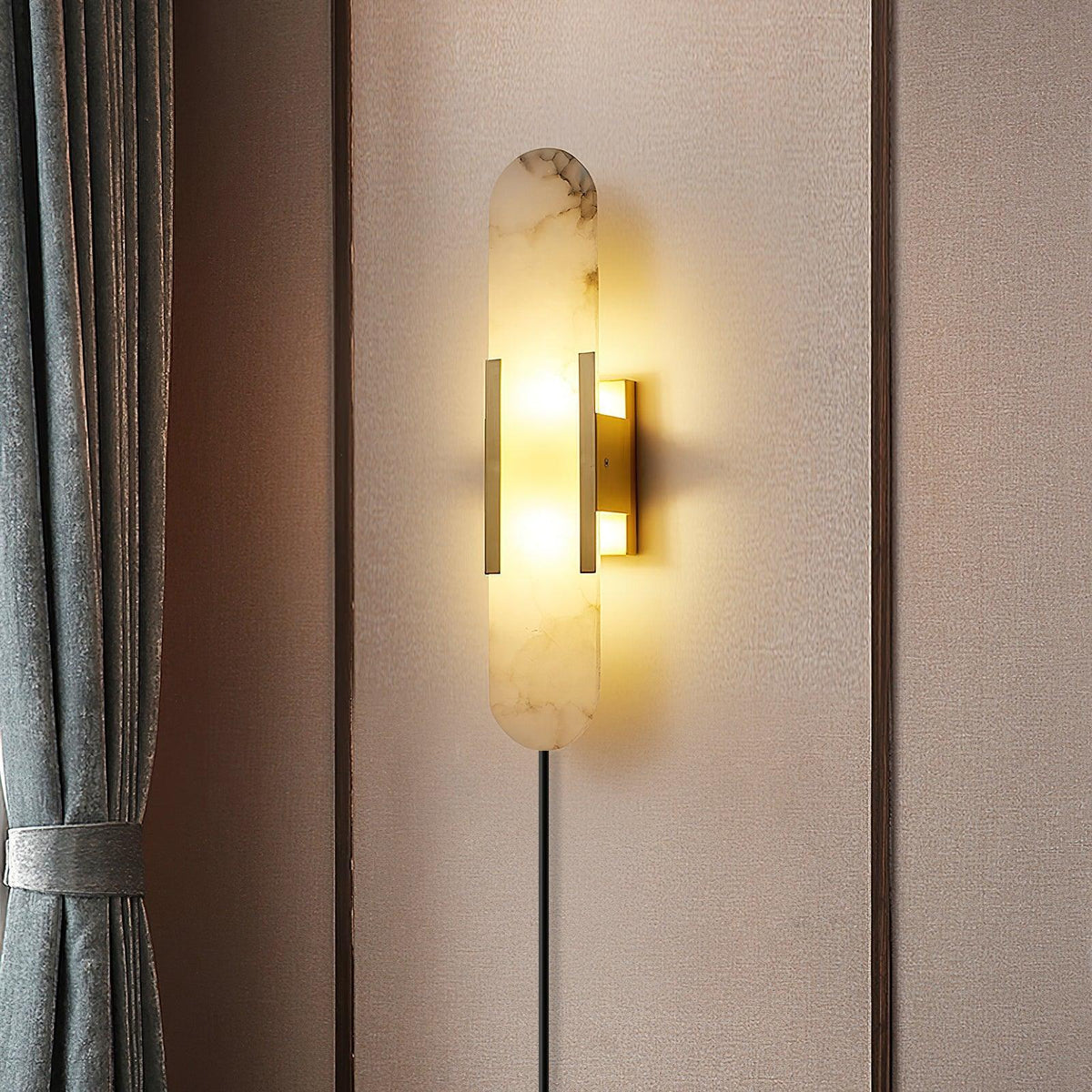 Bano Oblong albasten wandlamp met stekker