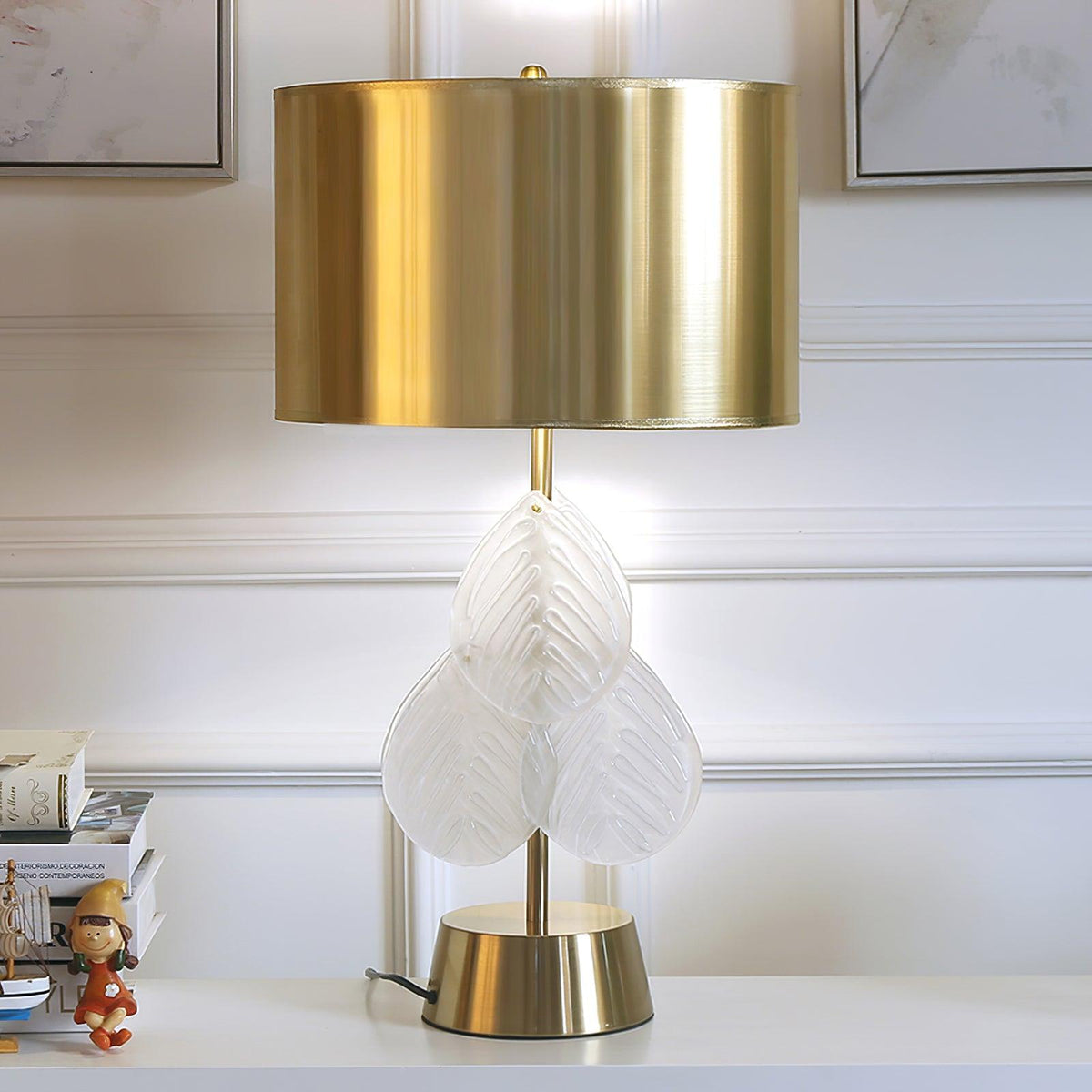 Velivaine elegante tafellamp van glas in goudkleurige afwerking