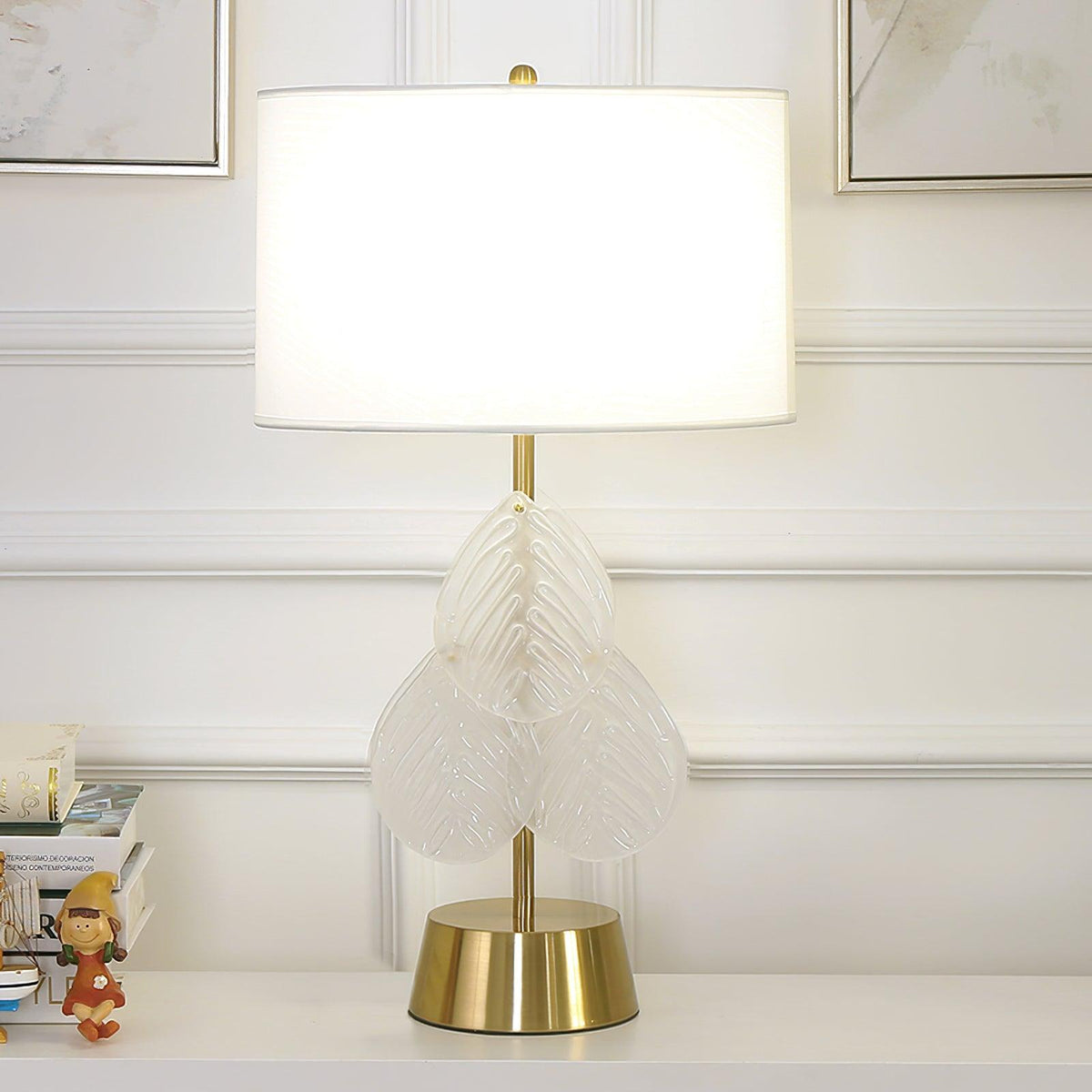 Velivaine elegante tafellamp van glas in goudkleurige afwerking