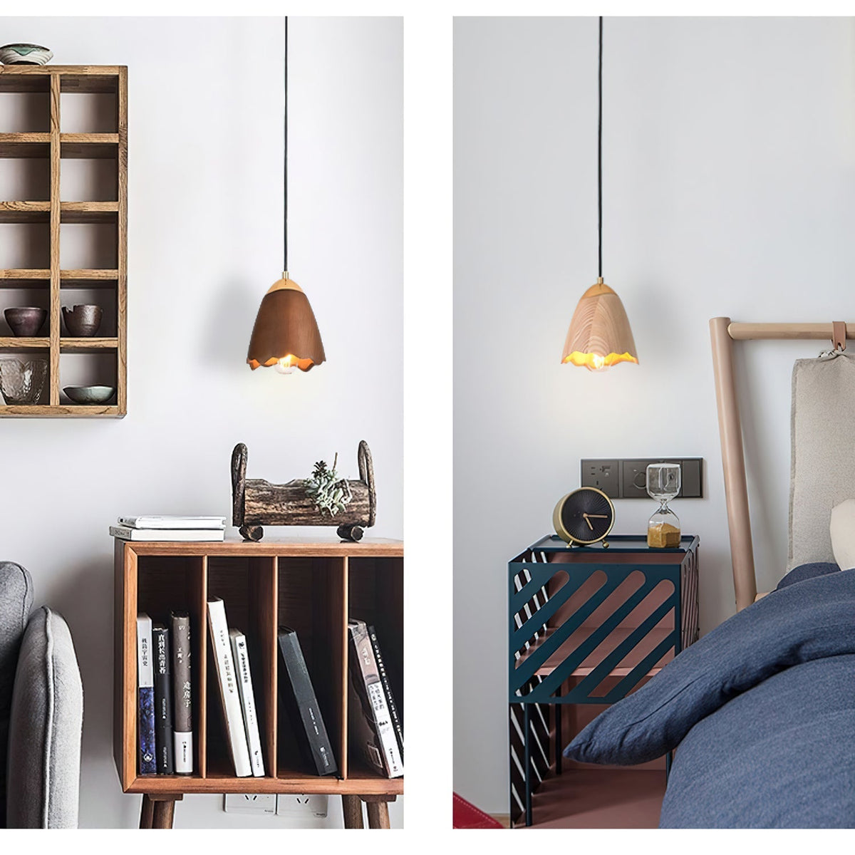 Sartin moderne minimalistische hanglamp van walnoothout