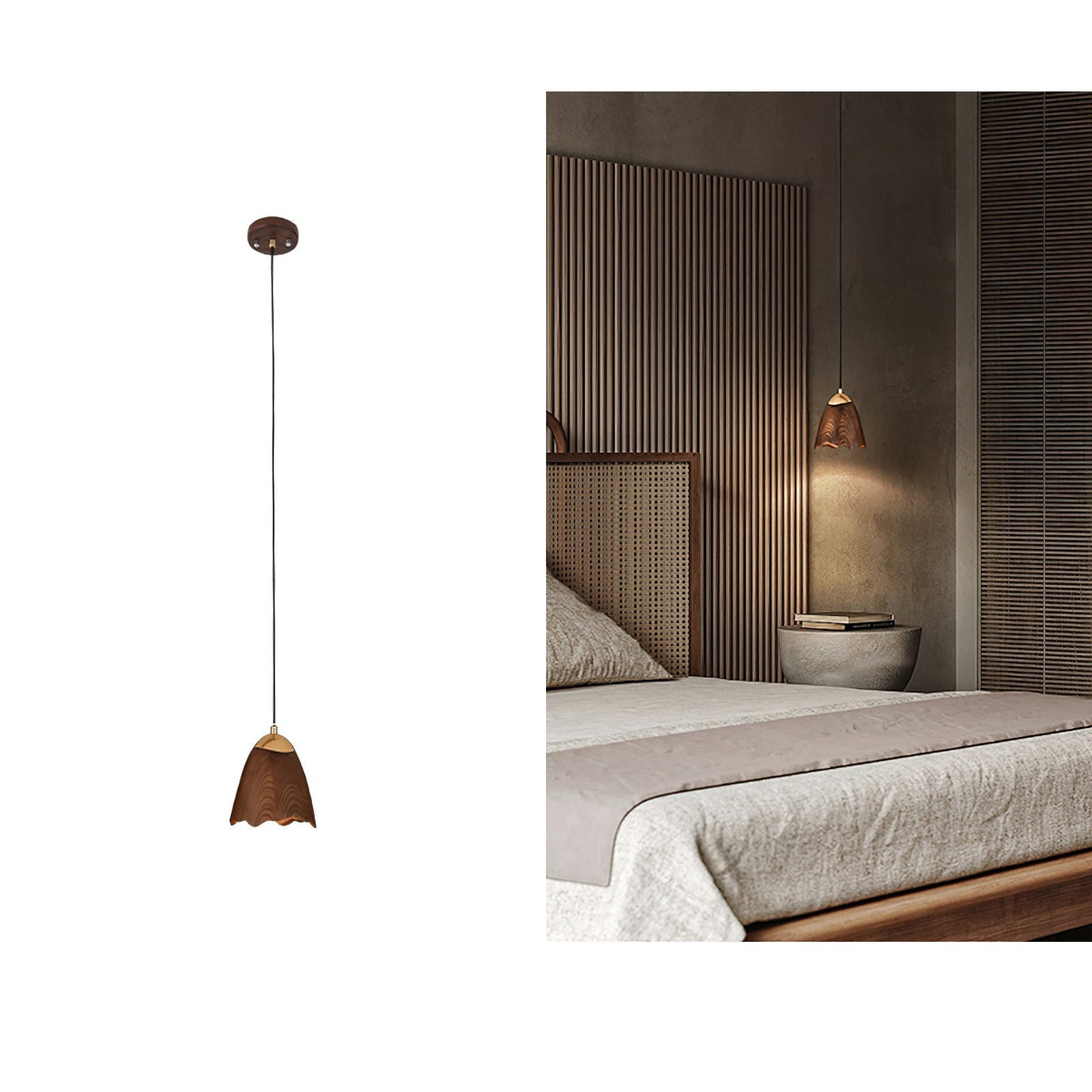 Sartin moderne minimalistische hanglamp van walnoothout