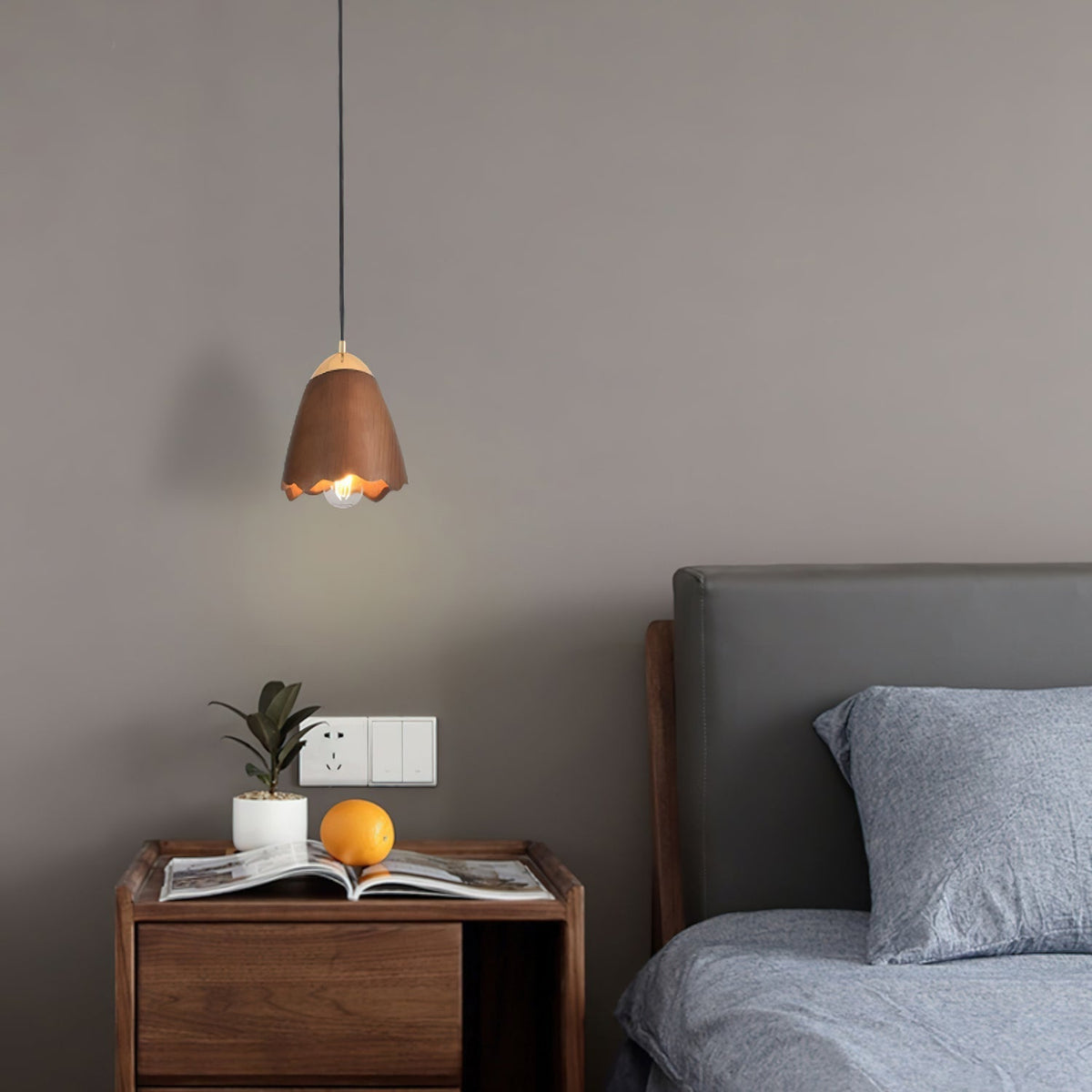 Sartin moderne minimalistische hanglamp van walnoothout