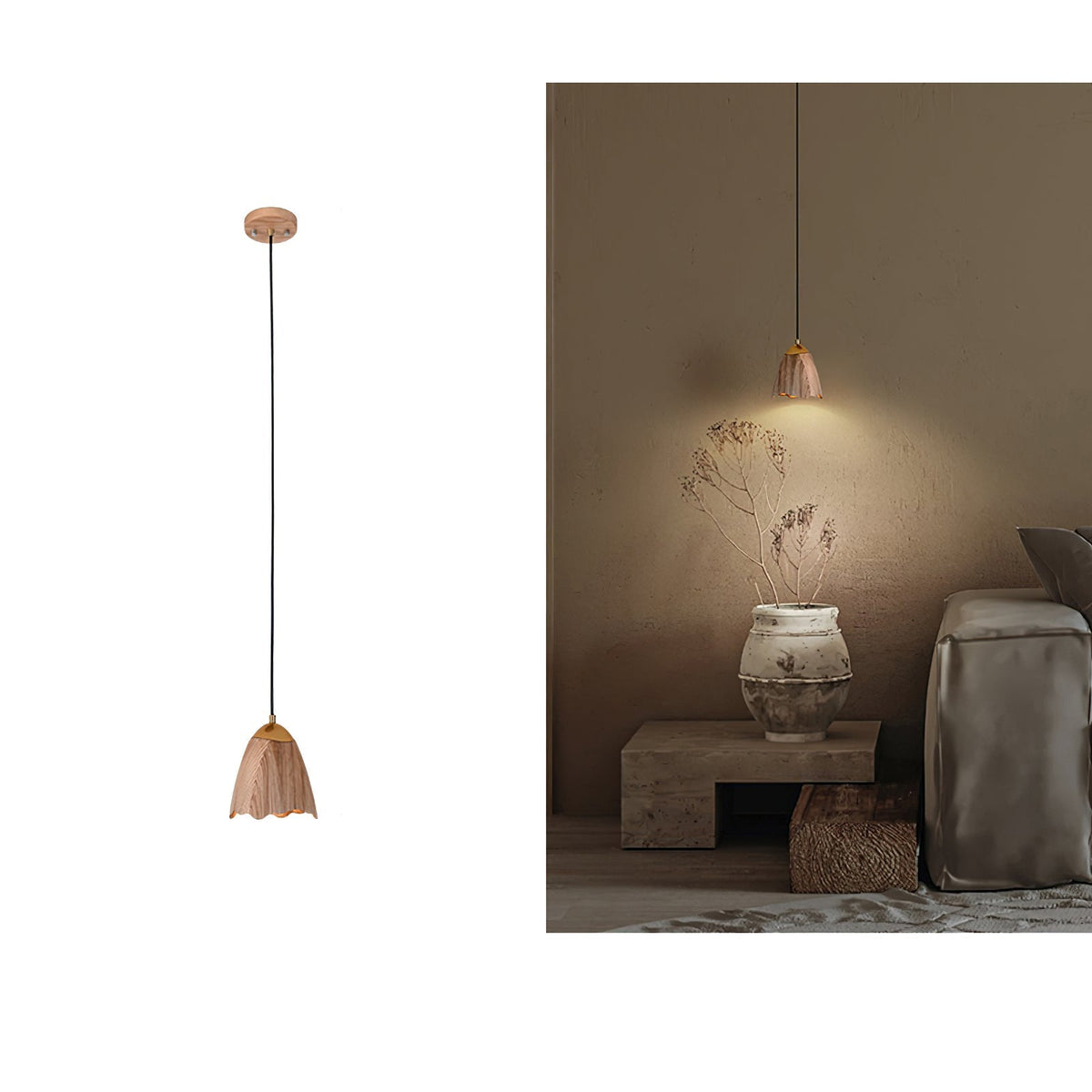 Sartin moderne minimalistische hanglamp van walnoothout