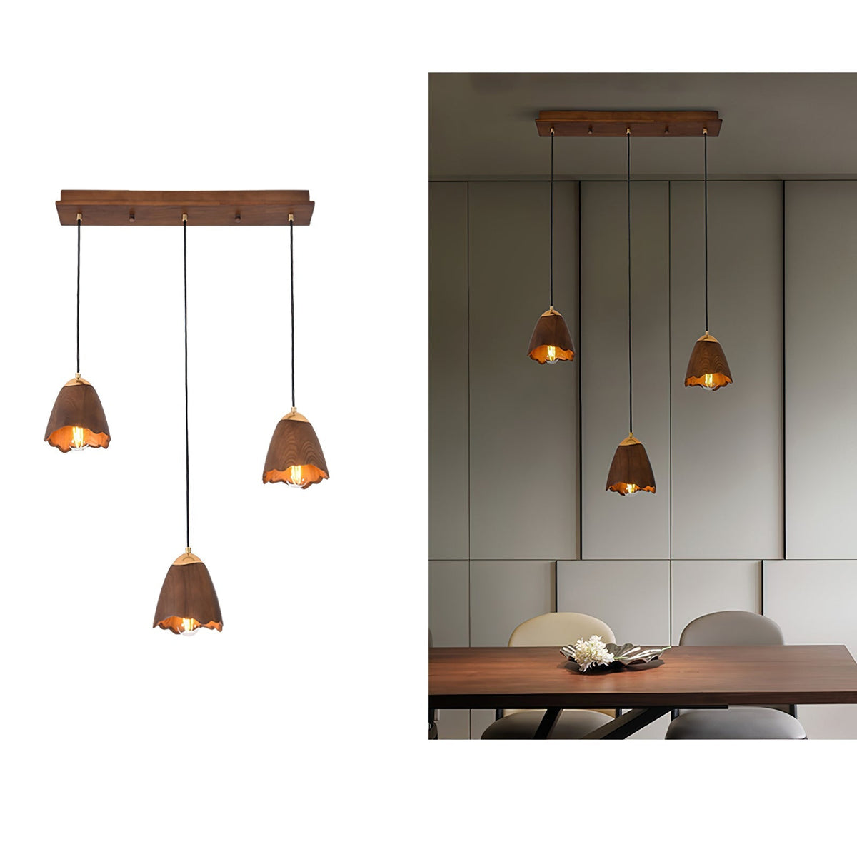 Sartin moderne minimalistische hanglamp van walnoothout